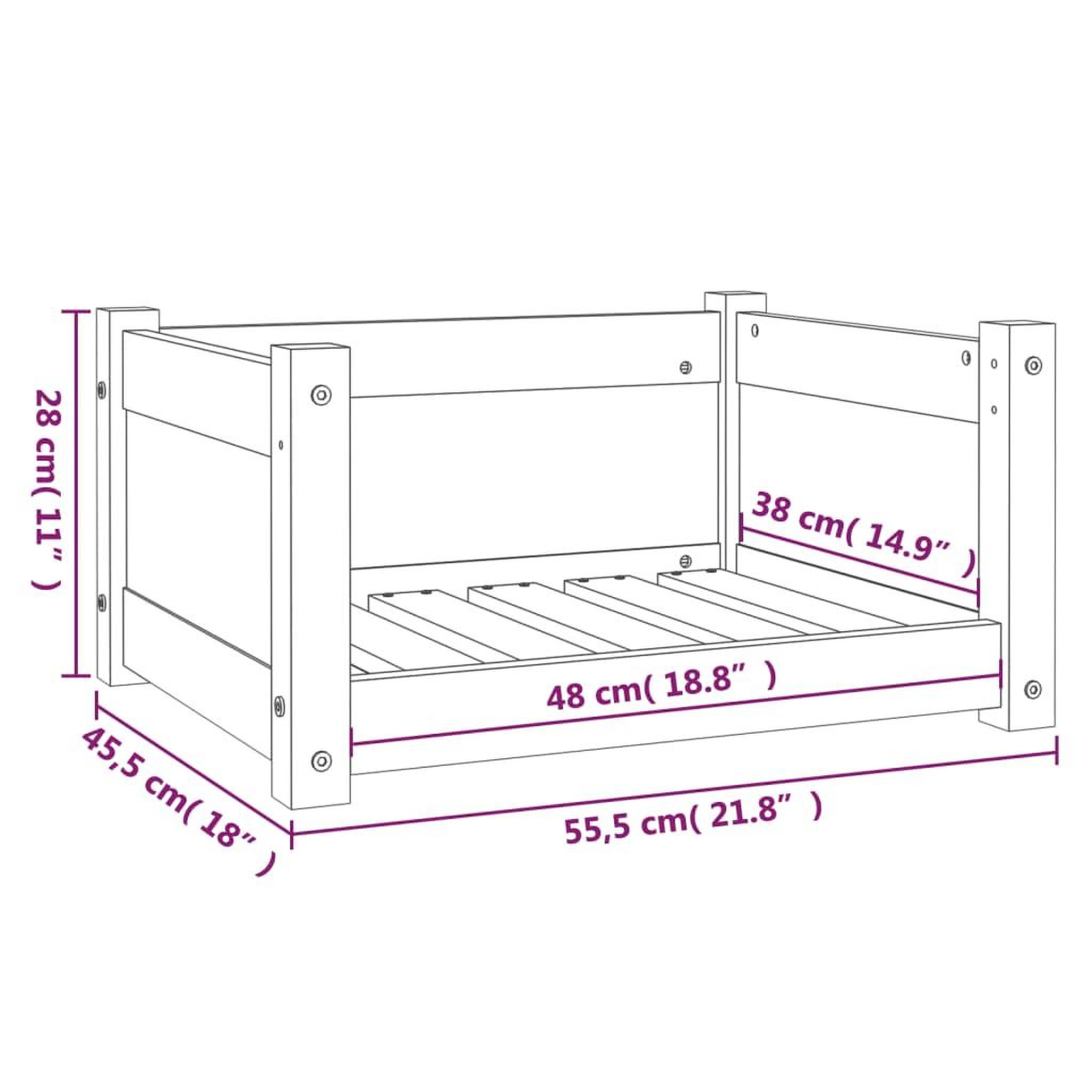 Voir la diapositive 6 : VIDAXL Lit pour chien Marron miel 55,5x45,5x28 cm Bois massif de pin