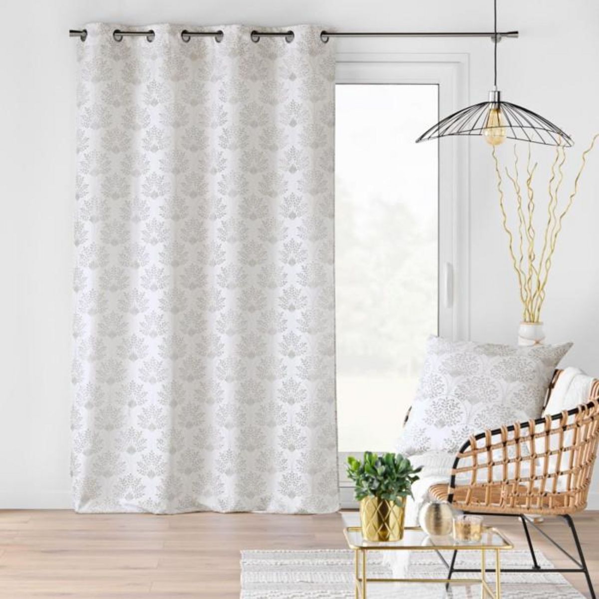 Paris Prix Coussin Déco Imprimé  Majestia  60x60cm Blanc