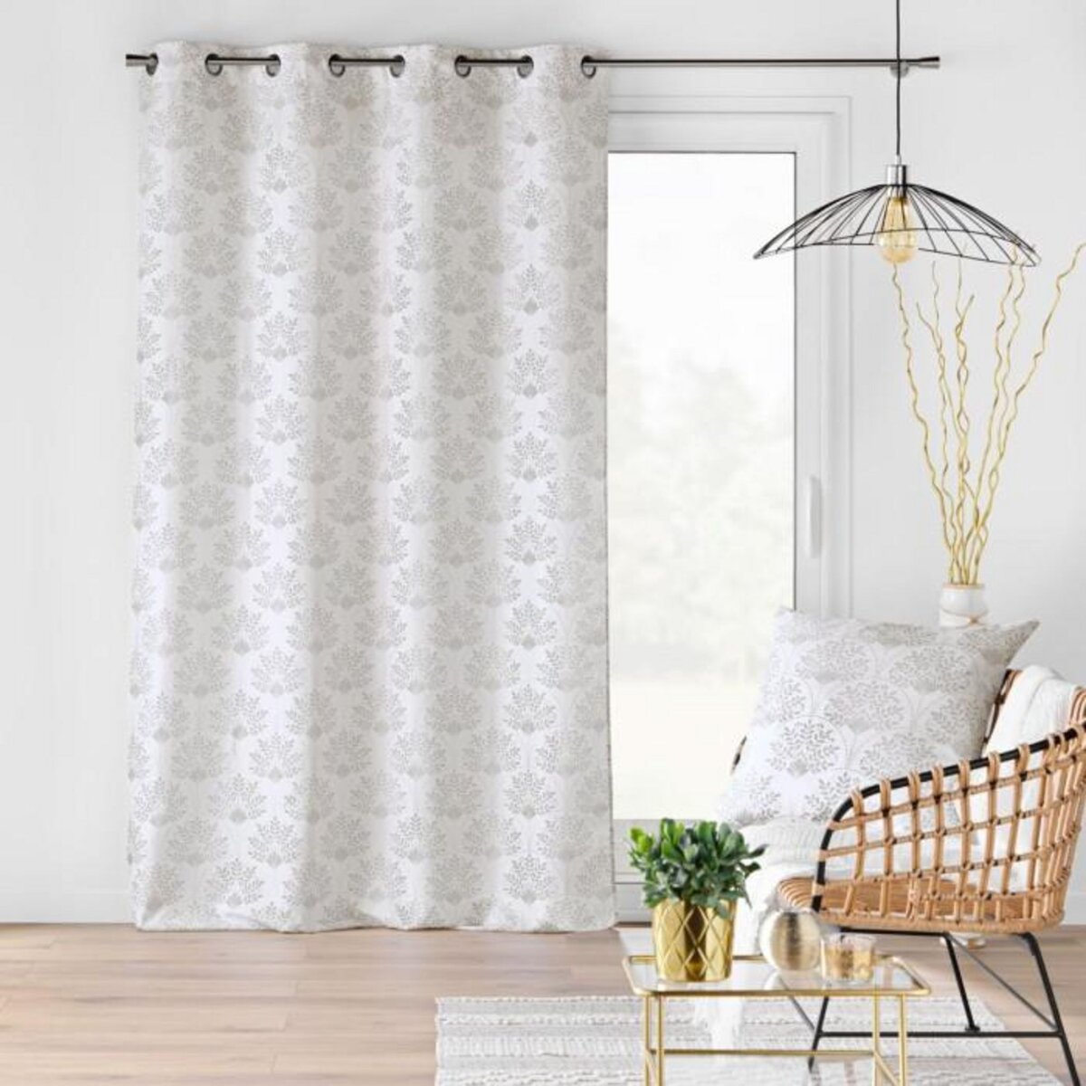 Paris Prix Coussin Déco Imprimé  Majestia  60x60cm Blanc