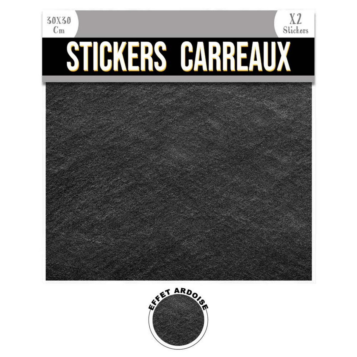 SUD TRADING 2 Stickers effet ardoise - 30 x 30 cm - noir