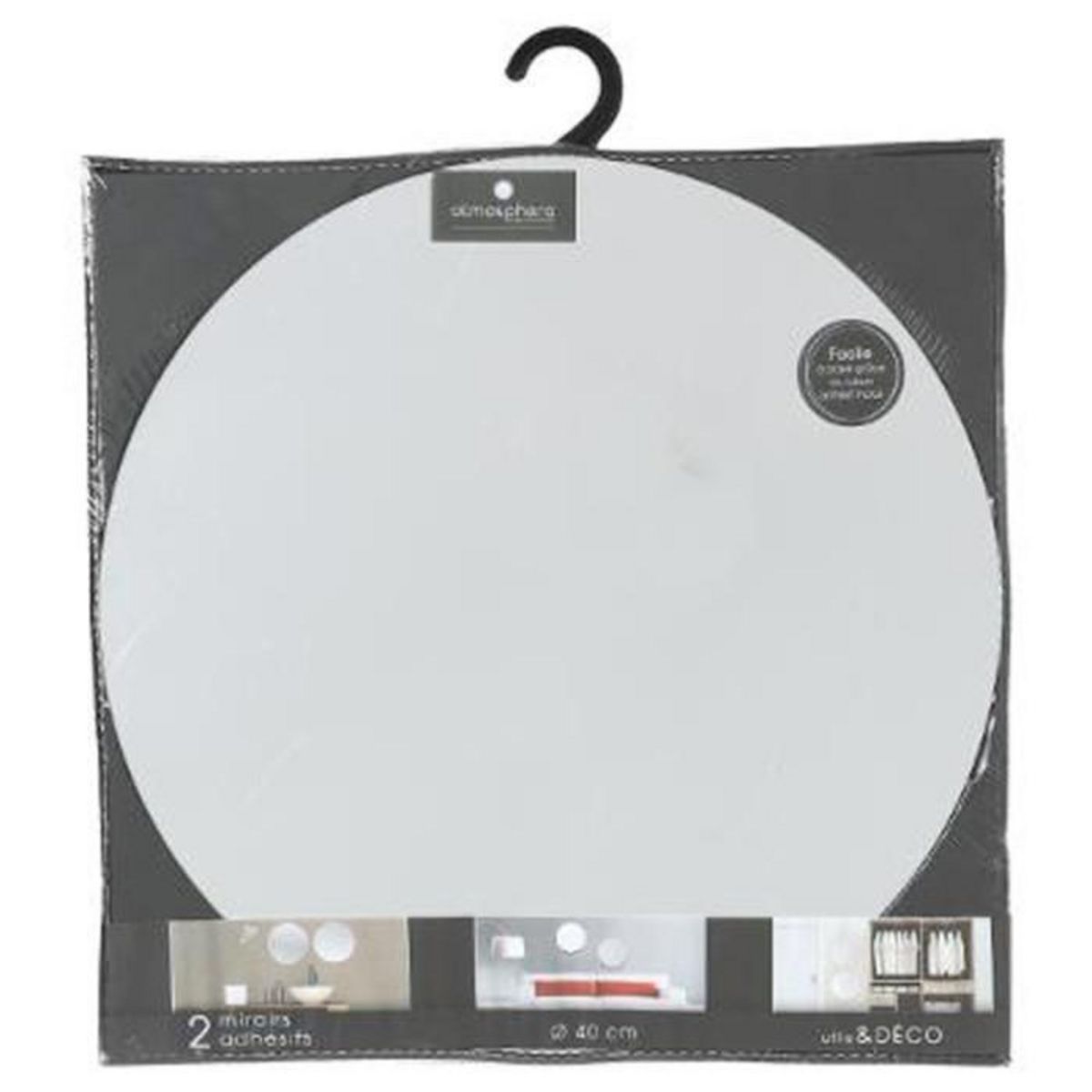 ATMOSPHERA Lot de 2 Miroirs Adhésifs  Rond  40x40cm Argent