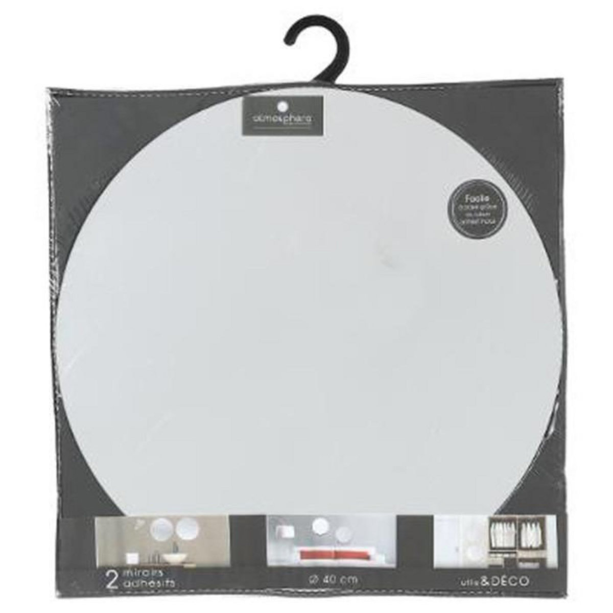 ATMOSPHERA Lot de 2 Miroirs Adhésifs  Rond  40x40cm Argent