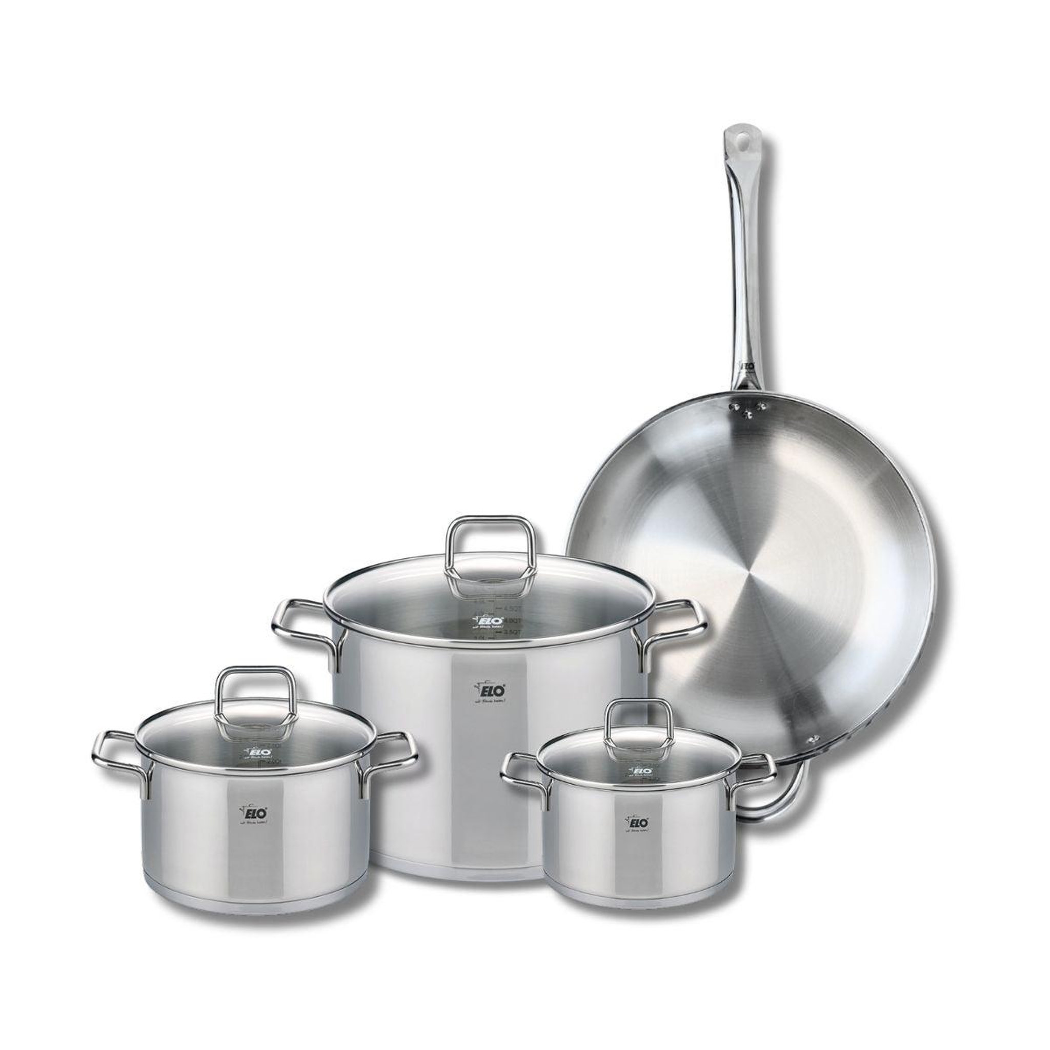 ELO Set de 1 poêle de cuisson 32 cm et 3 faitouts 16, 20 et 26 cm elo profi citrin