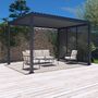Voir la diapositive 2 : SWEEEK Pergola bioclimatique Triomphe 3x4 + 3 persiennes 100cm pour le côté de 3m. panneau brise vue. L 400 x P 300 x H 250 cm