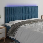 VIDAXL Tete de lit a LED Bleu fonce 200x5x118/128 cm Velours