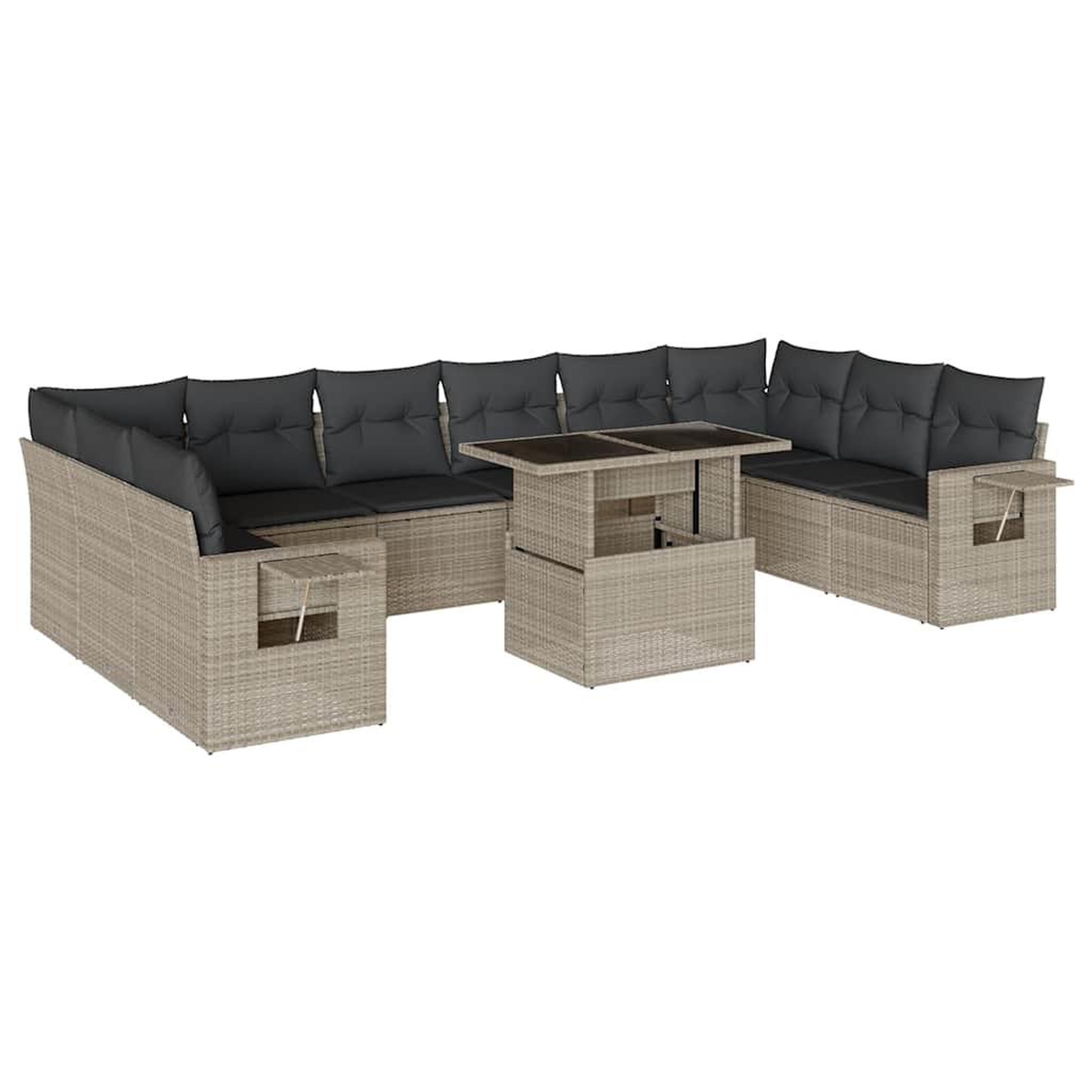 Voir la diapositive 2 : VIDAXL Salon de jardin 11 pcs avec coussins gris clair resine tressee