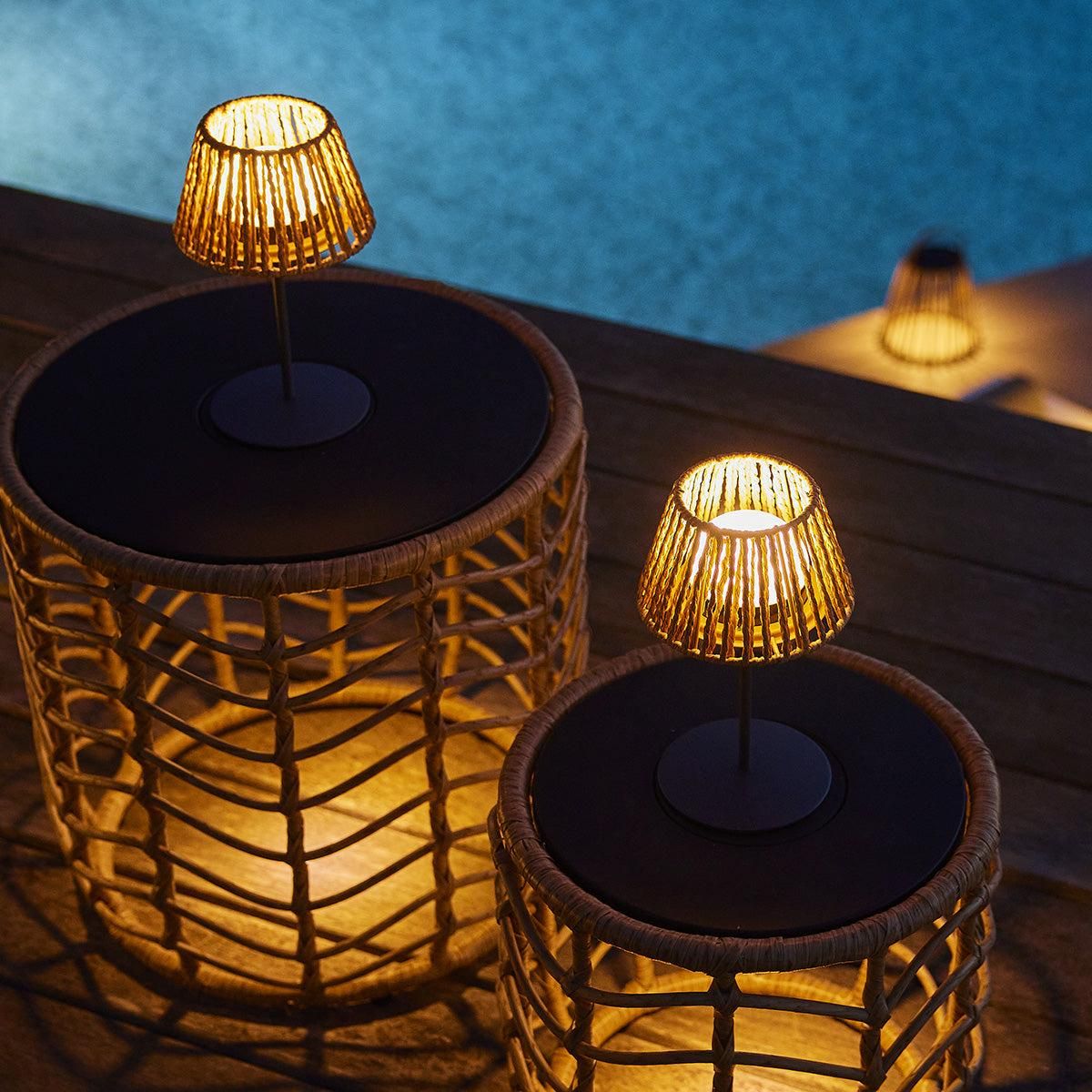 Lumisky Lot de 2 lampes de table TWINS RAFFY Beige Corde H23,5 cm