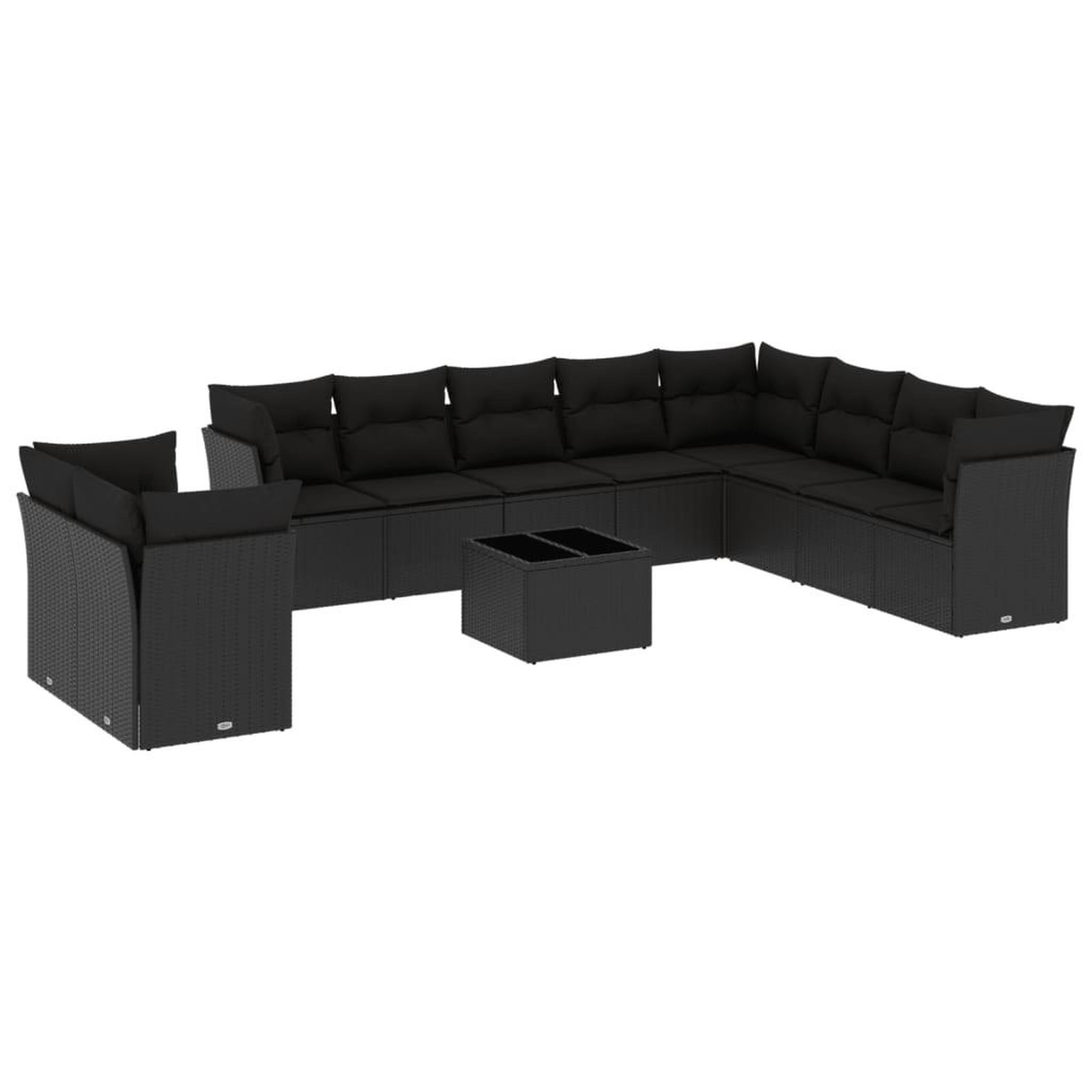 Voir la diapositive 2 : VIDAXL Salon de jardin 11 pcs avec coussins noir resine tressee