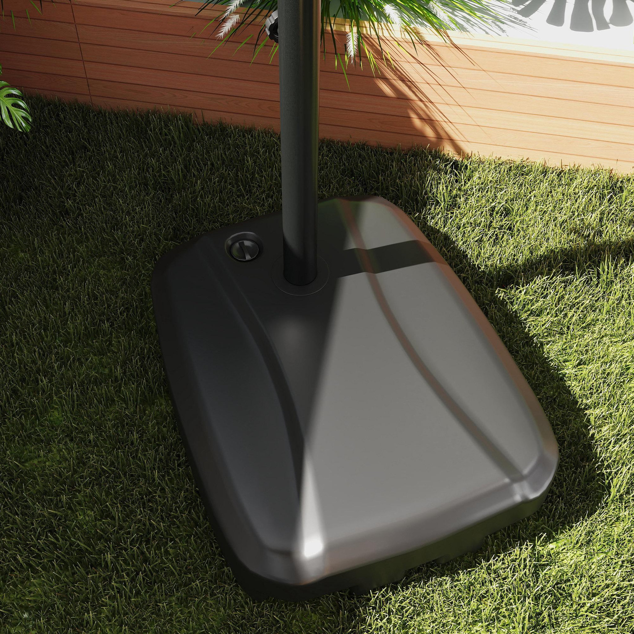 Voir la diapositive 3 : OUTSUNNY Parasol déporté carré 2,5 x 2,5 m avec base de lestage - inclinaison réglable - métal époxy tissu anthracite