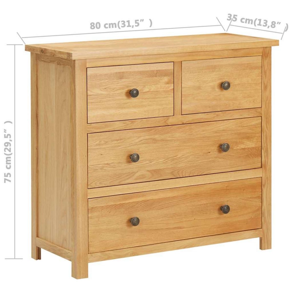 VIDAXL Commode 80x35x75 cm Bois de chene massif