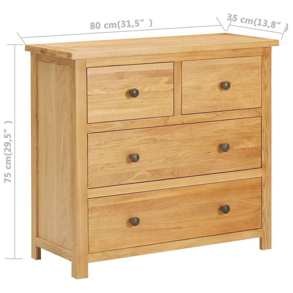 VIDAXL Commode 80x35x75 cm Bois de chene massif