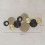 Voir la diapositive 3 : HOMCOM Décoration murale métal doré géométrique 10 disques 100 x 50 cm tricolore noir doré taupe clair