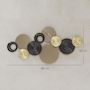 Voir la diapositive 3 : HOMCOM Décoration murale métal doré géométrique 10 disques 100 x 50 cm tricolore noir doré taupe clair