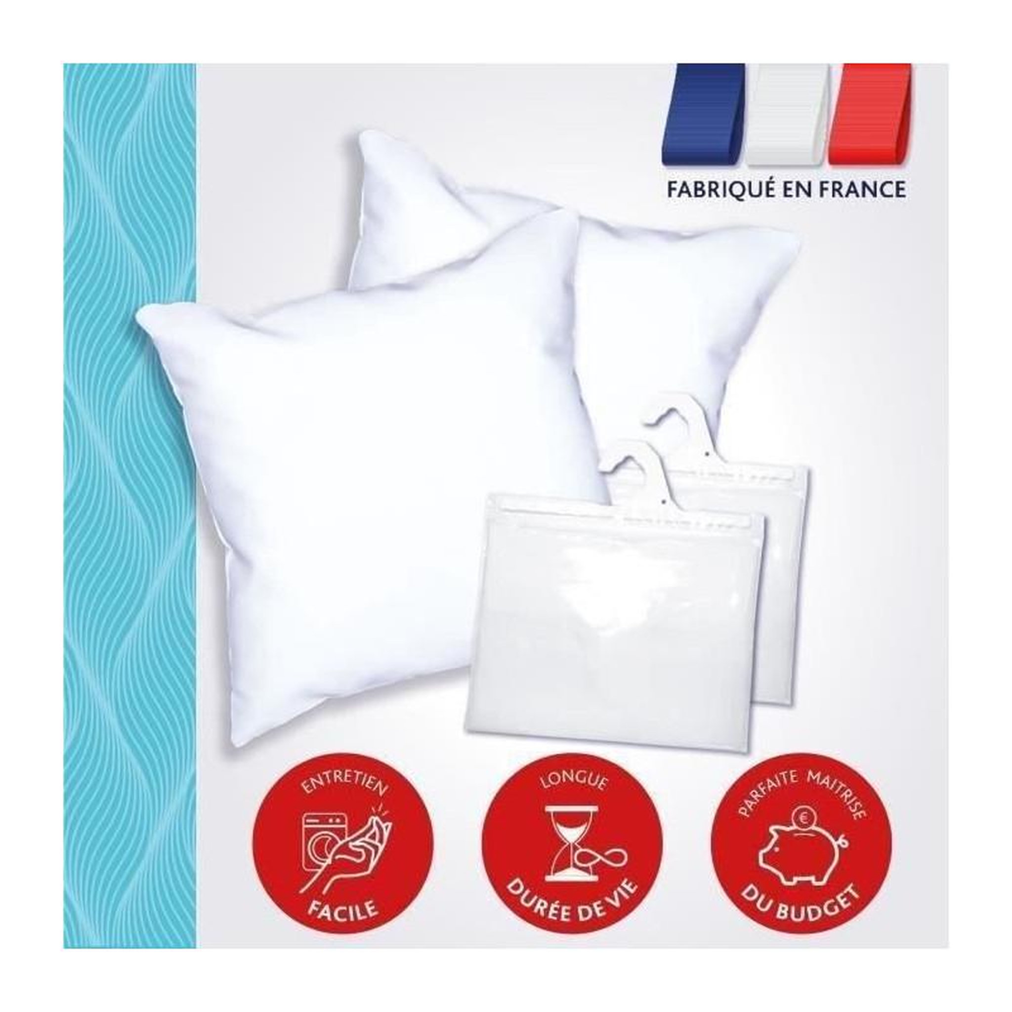 DODO DODO Pack 2 oreillers tendance 60x60cm + 2 protege oreillers imperméable 60x60 cm - Garnissage 100% Polyester