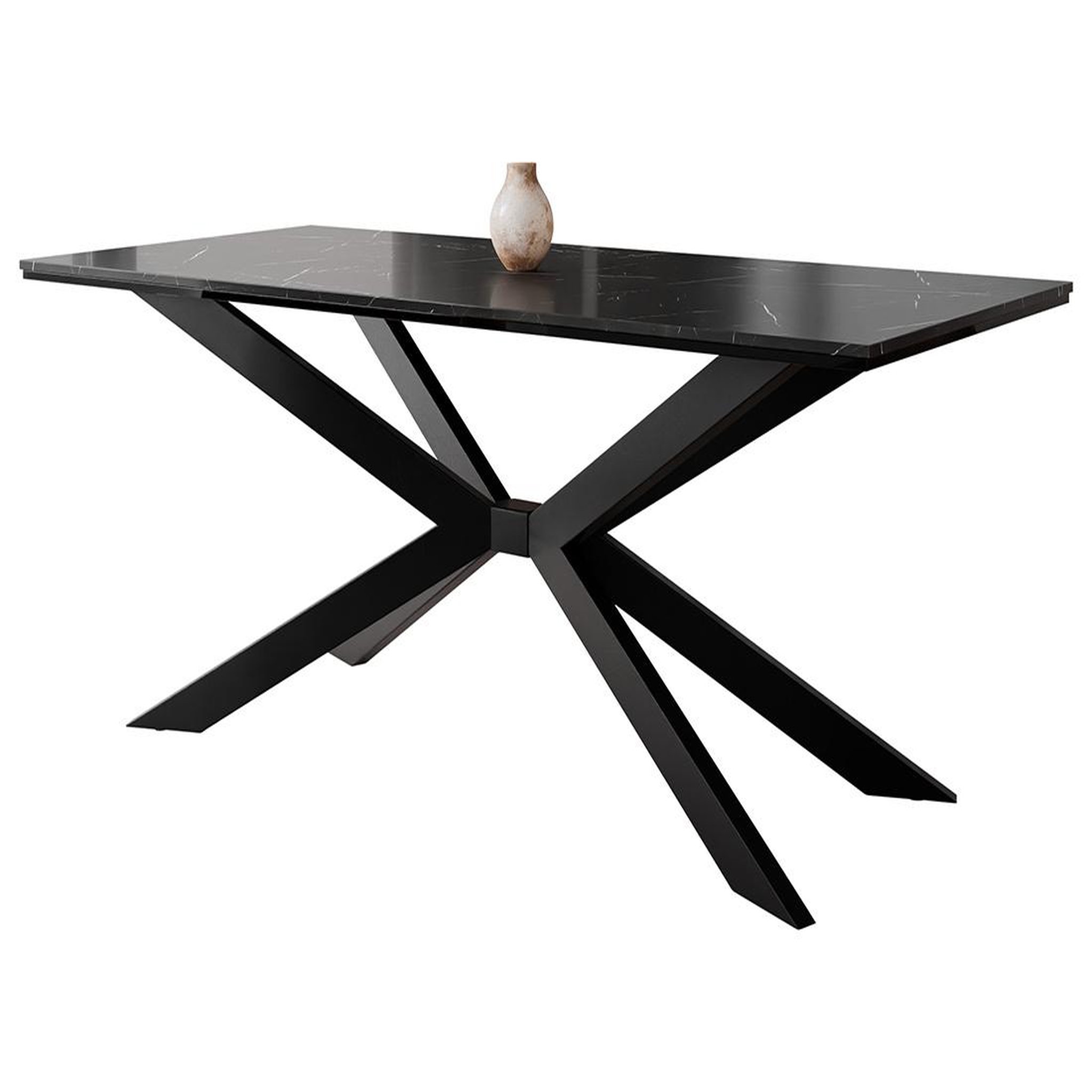 Voir la diapositive 5 : BEST MOBILIER Casey - table à manger - plateau effet marbre - pieds en métal - 4 à 8 personnes
