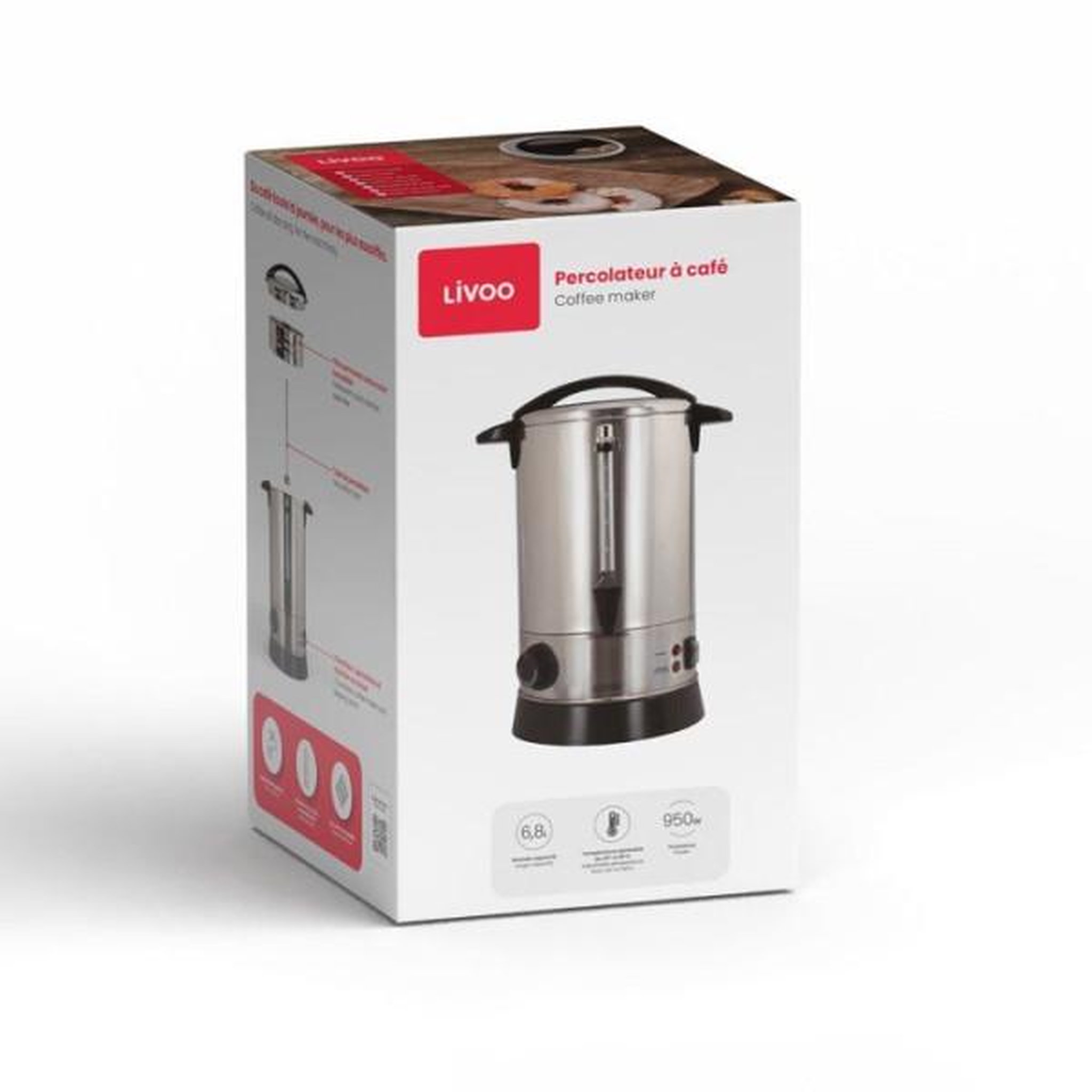 Voir la diapositive 4 : LIVOO Percolateur à café 6.8l 40 tasses - dom397