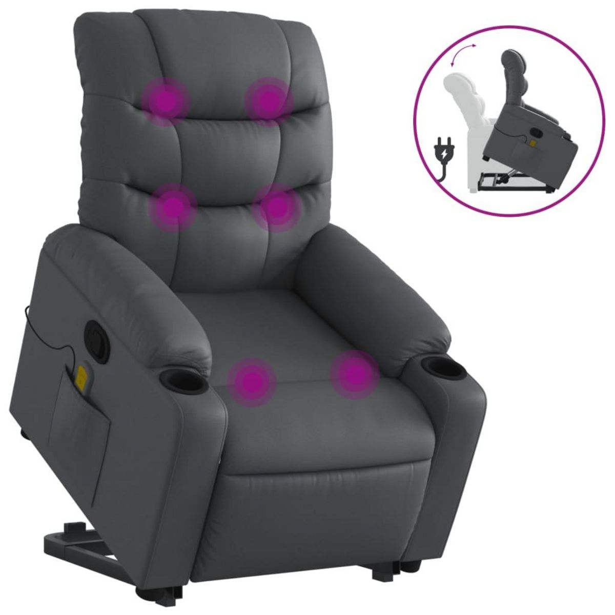 VIDAXL Fauteuil inclinable de massage Gris Similicuir