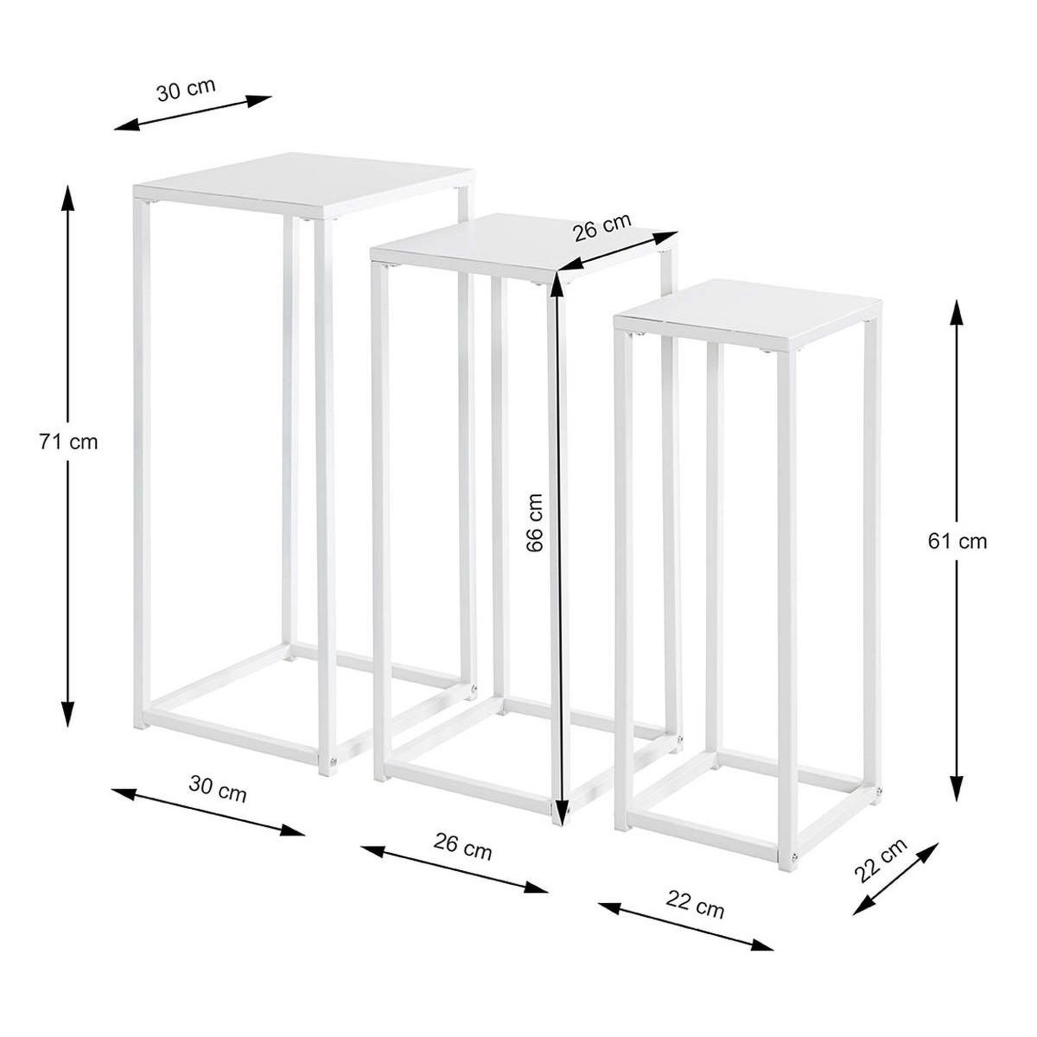 Voir la diapositive 5 : Paris Prix Lot de 3 sellettes en métal  cromano  71cm blanc