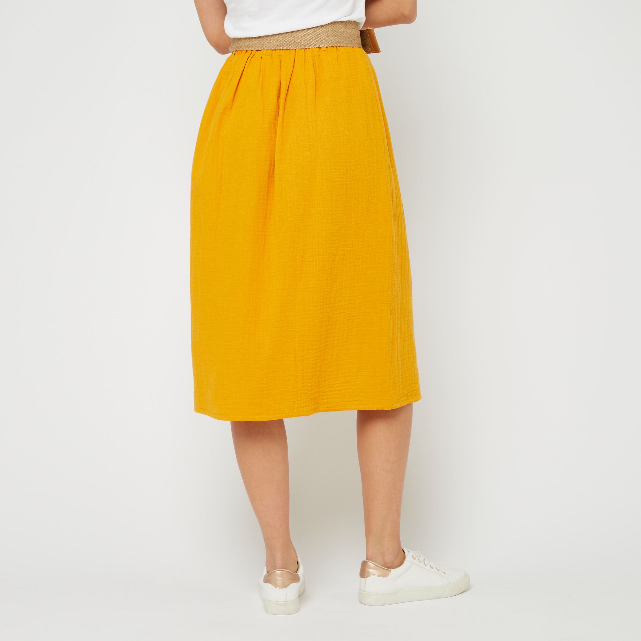 Jupe Femme Uniqlo Jaune Taille L – 67 Cm – Coton Mélangé Coupe A-line