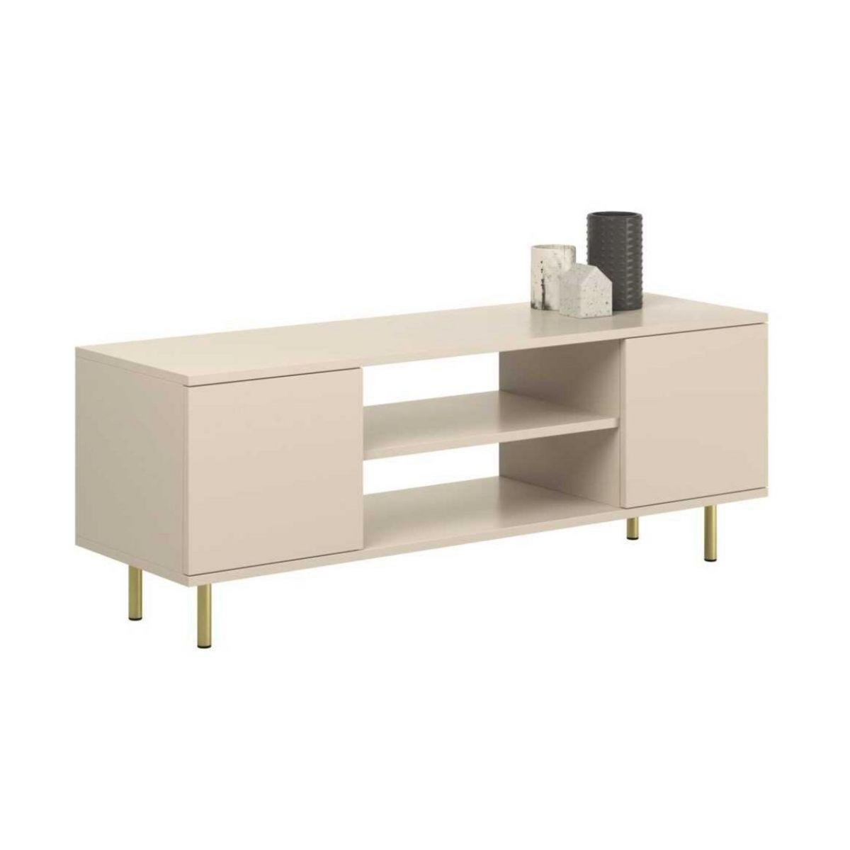 KOBI Meuble TV FOCUS 135 cm avec pieds dorés élégants