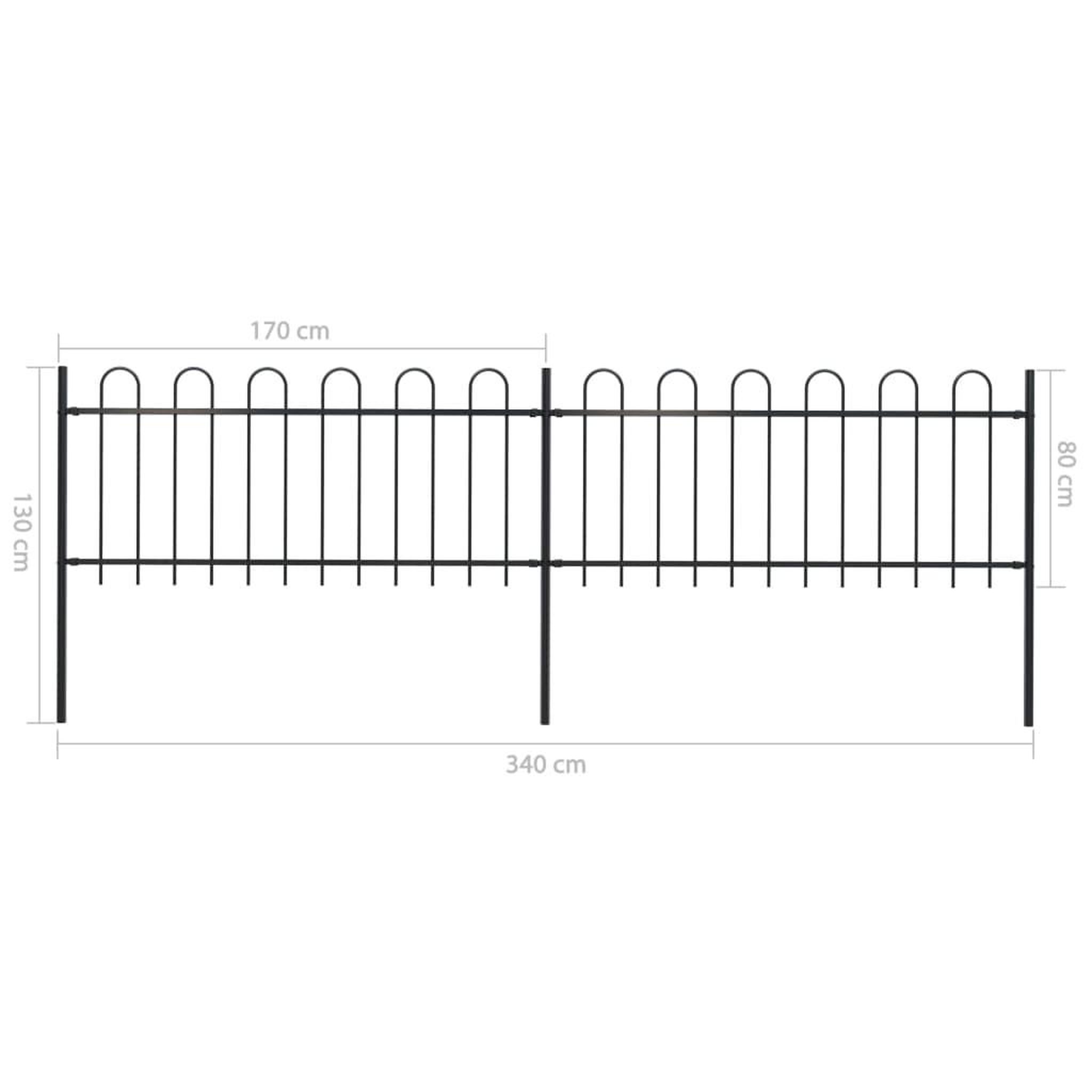 Voir la diapositive 5 : VIDAXL Cloture de jardin avec dessus en cerceau Acier 3,4 x 0,8 m Noir