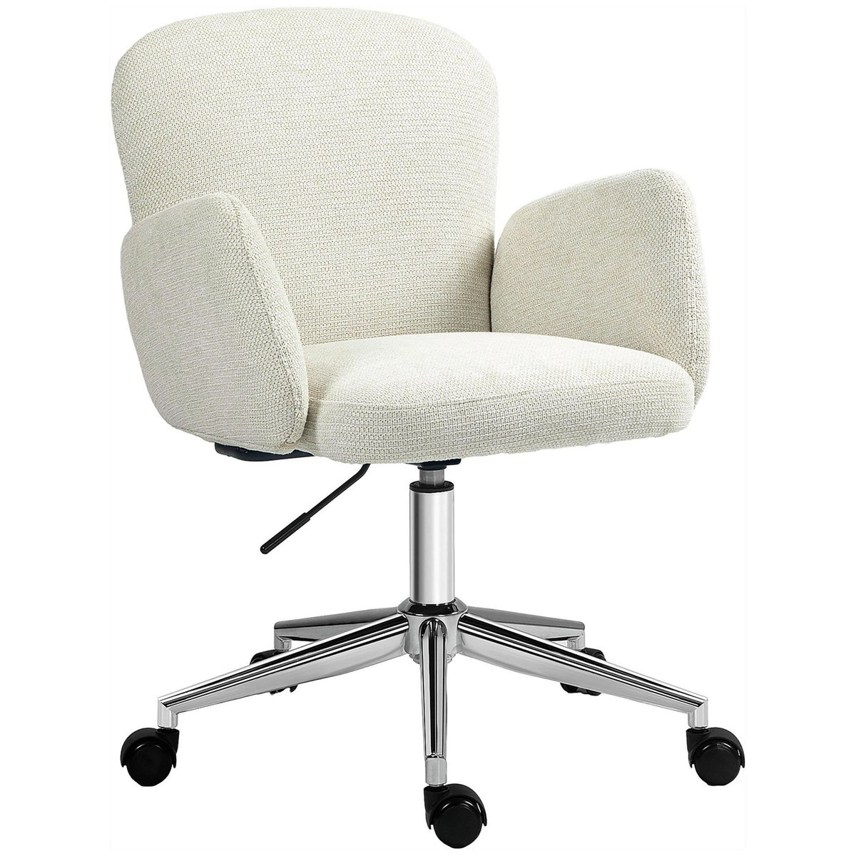 HOMCOM Chaise de bureau design ergonomique réglable pivotante piètement chromé aspect lin écru