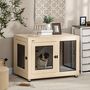 Voir la diapositive 3 : PAWHUT Cage pour chien sur pied style industriel - 2 portes verrouillables, coussin inclus - acier maillé noir panneaux aspect bois clair