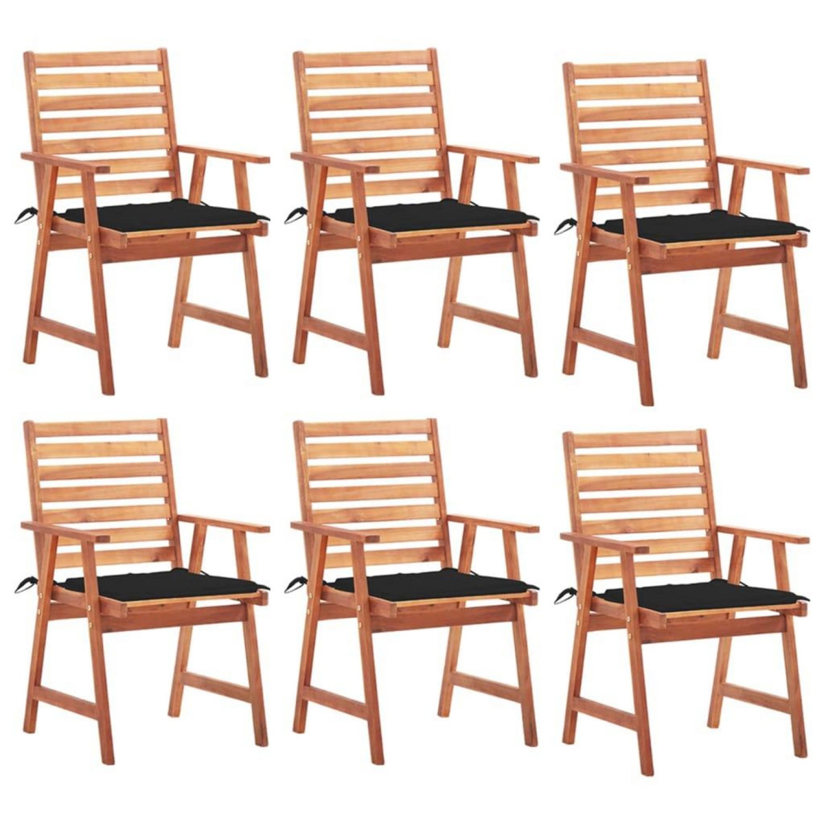VIDAXL Chaises a manger d'exterieur lot de 6 et coussins Acacia massif