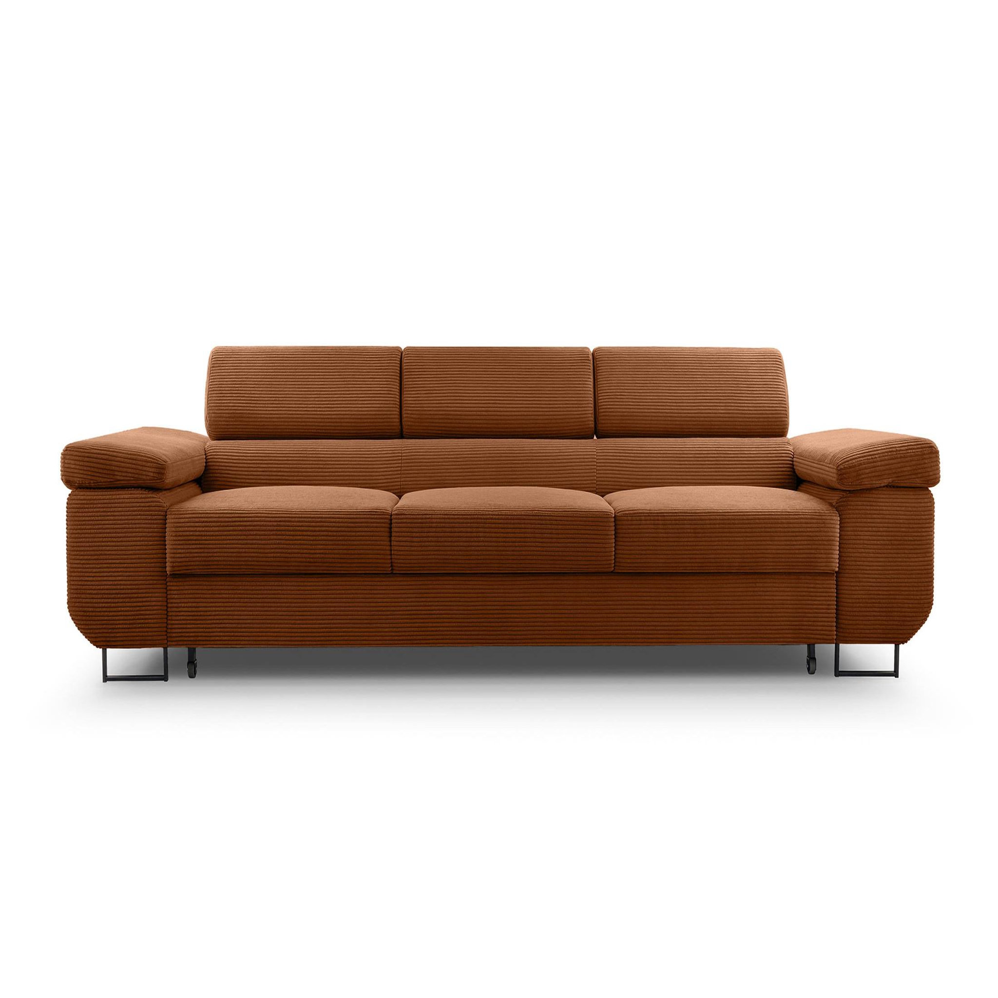 Voir la diapositive 5 : BEST MOBILIER Pablo - canapé 3 places - convertible avec têtières réglables - en velours côtelé