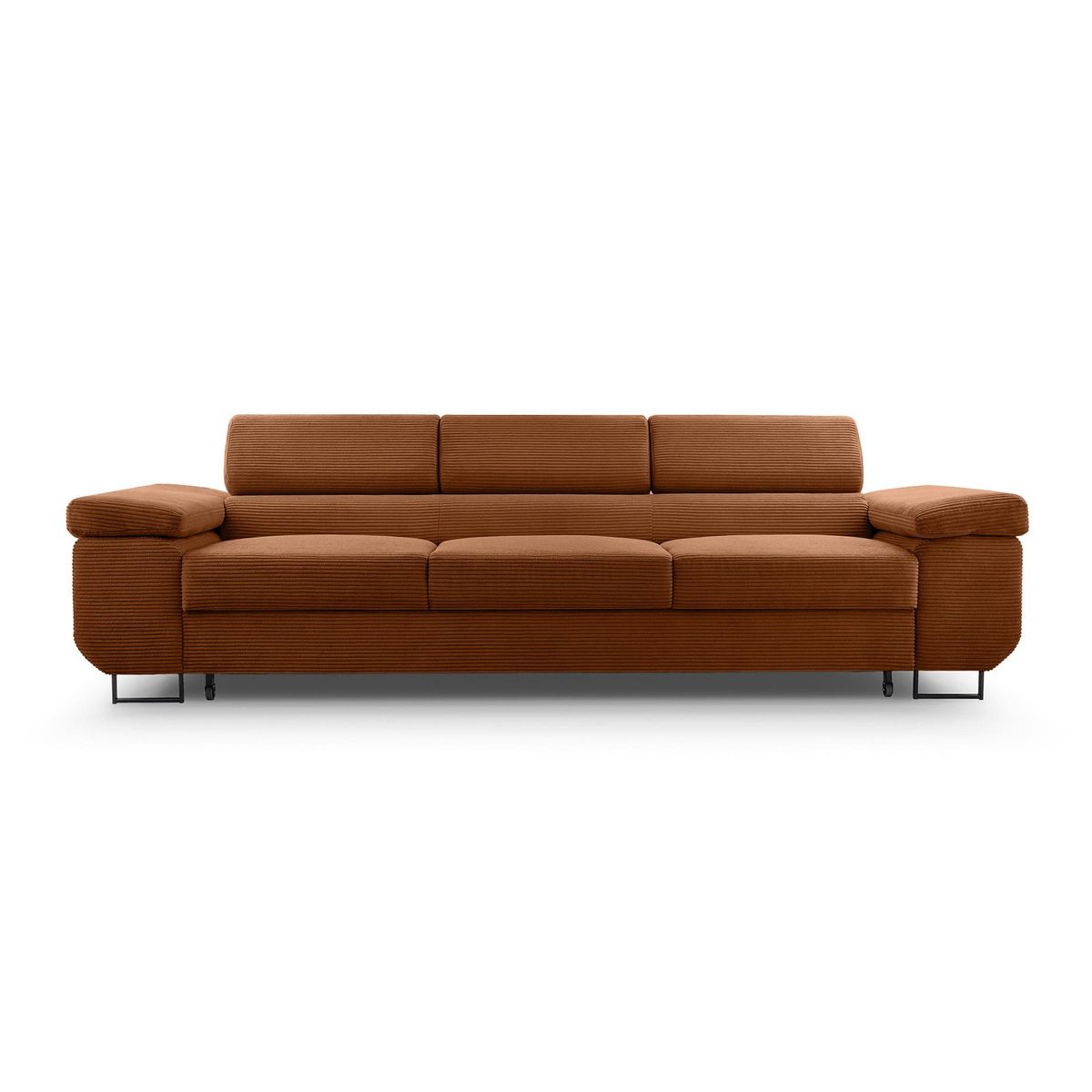 BEST MOBILIER Pablo - canapé 3 places - convertible avec têtières réglables - en velours côtelé