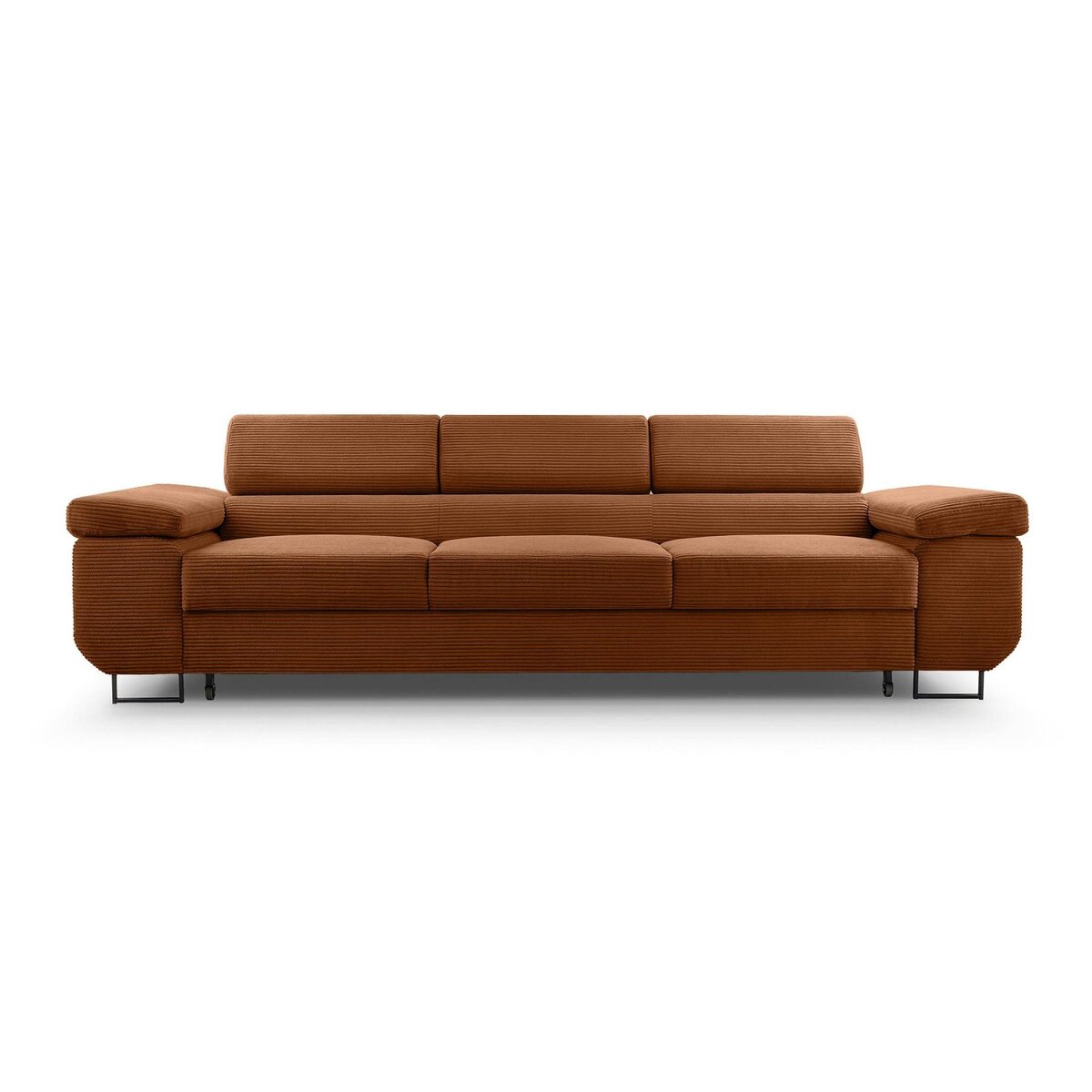 BEST MOBILIER Pablo - canapé 3 places - convertible avec têtières réglables - en velours côtelé