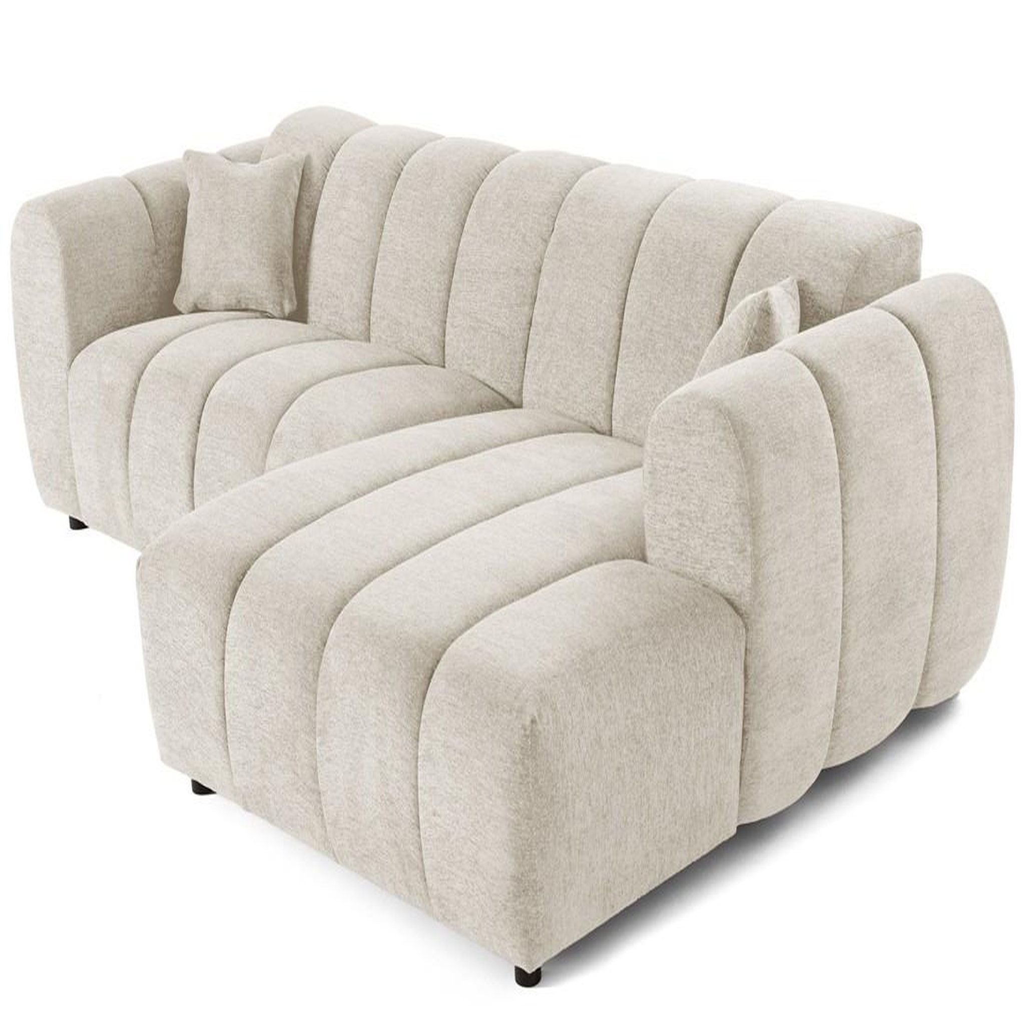 Voir la diapositive 2 : LISA DESIGN Curtis - canapé d'angle droit 4 places en tissu texturé