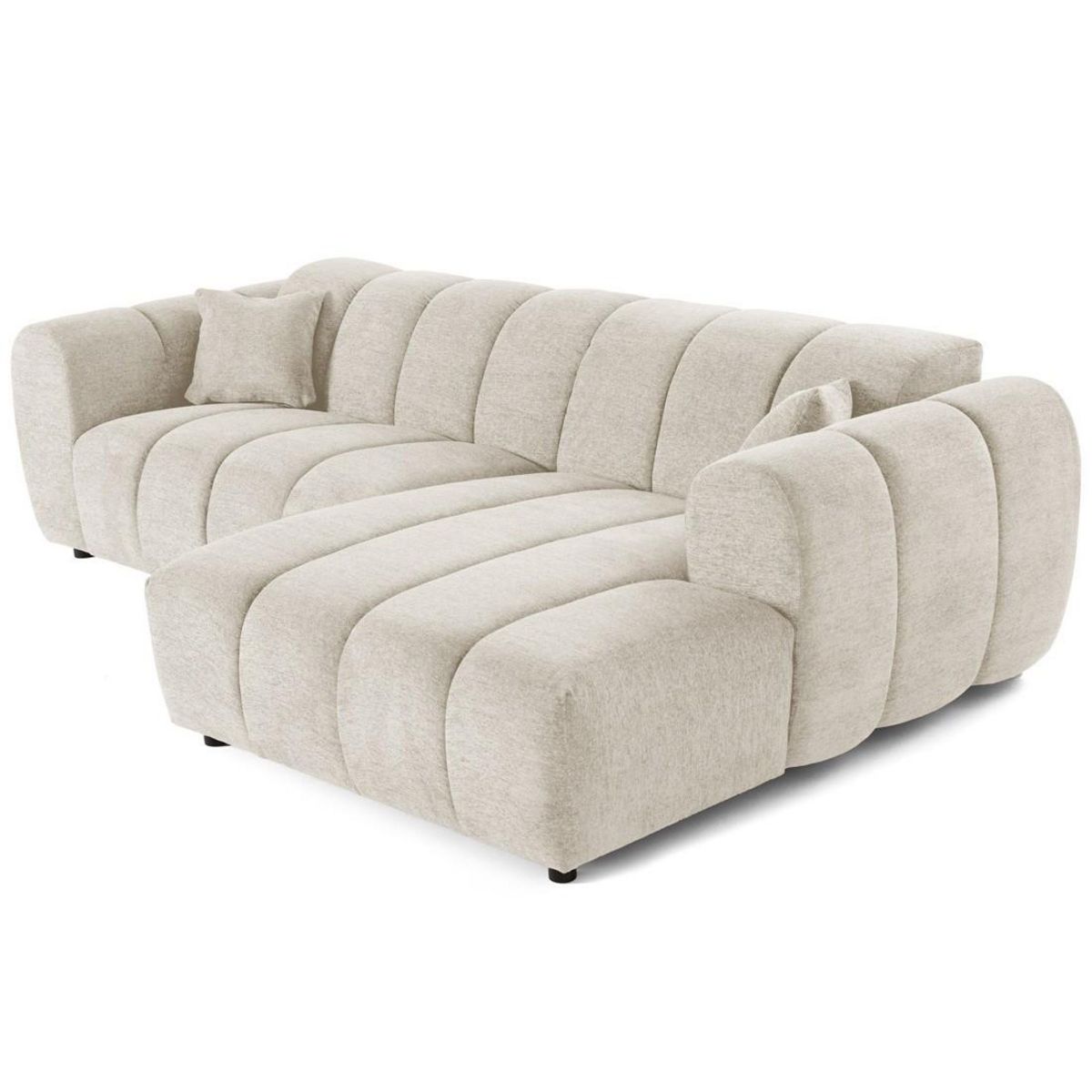 LISA DESIGN Curtis - canapé d'angle droit 4 places en tissu texturé