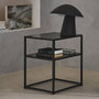 Voir la diapositive 4 : SWEEEK Table de chevet en métal noir. 1 étagère. INDUSTRIELLE L 43 x l 40 x H 52cm