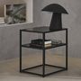 Voir la diapositive 4 : SWEEEK Table de chevet en métal noir. 1 étagère. INDUSTRIELLE L 43 x l 40 x H 52cm