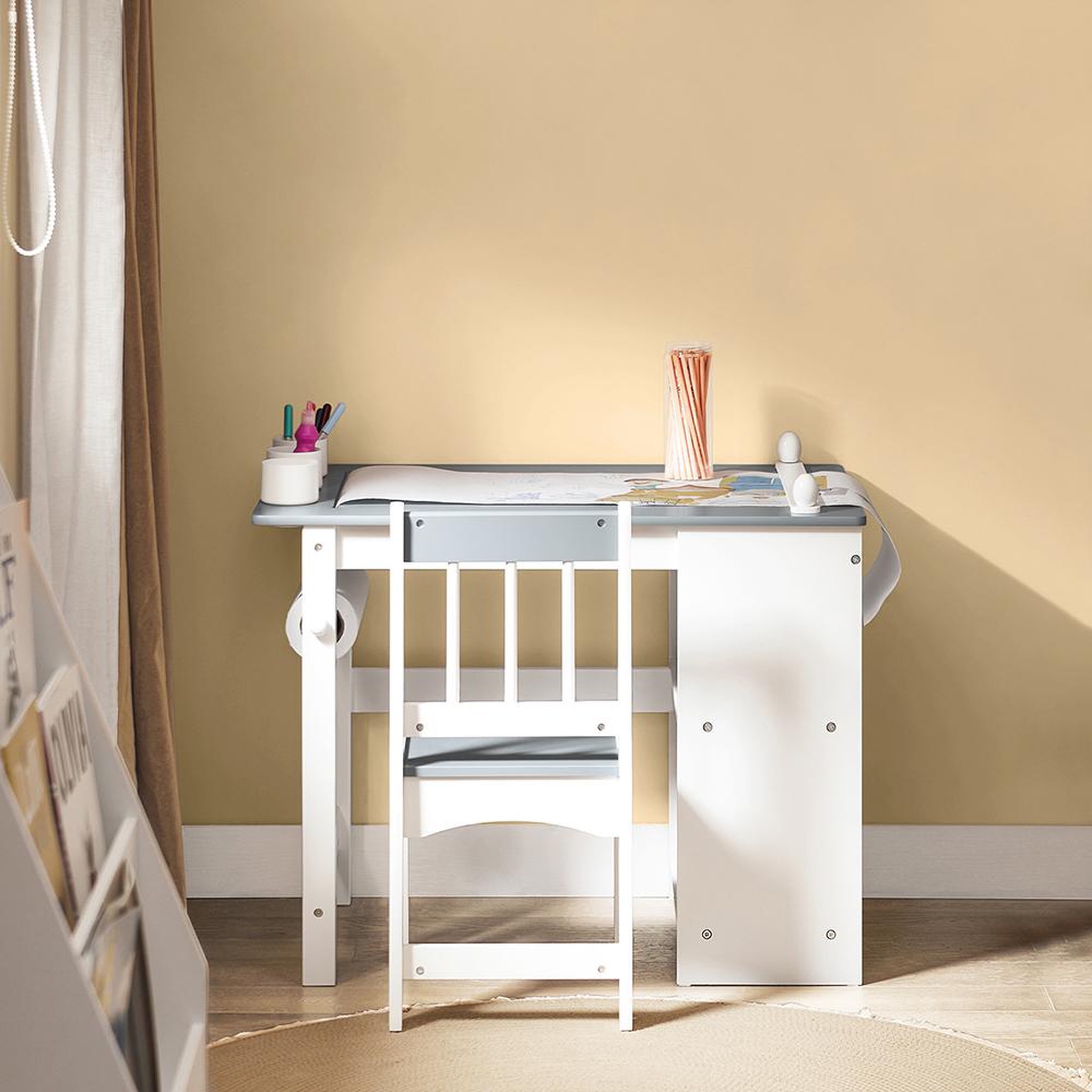 Voir la diapositive 2 : SOBUY SoBuy - Ensemble Table Et Chaise Enfant avec 2 étagères - Nordique - KMB60