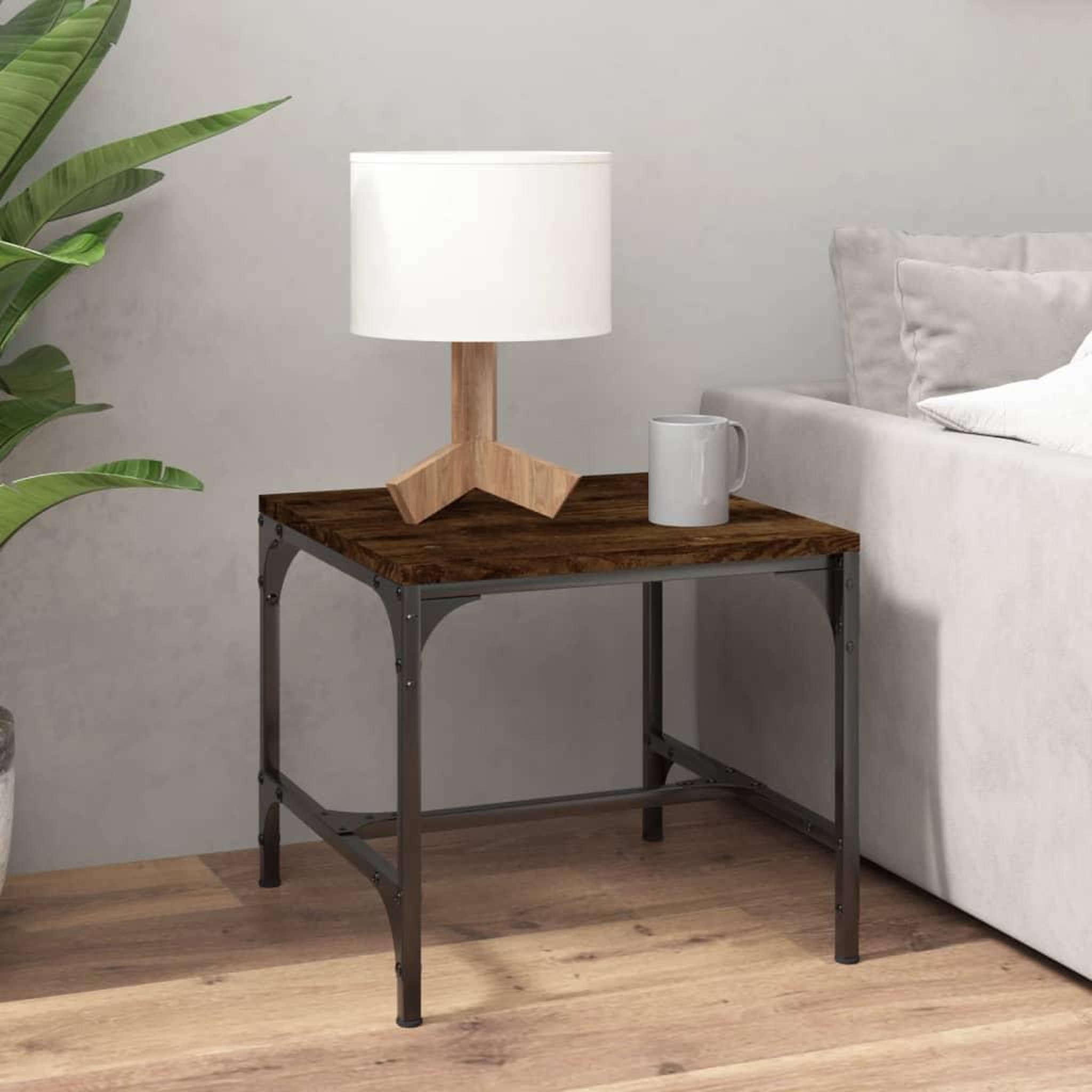 Voir la diapositive 1 : VIDAXL Table basse Chene fume 50x50x35 cm Bois d'ingenierie