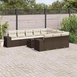 VIDAXL Salon de jardin et coussins 11 pcs marron resine tressee