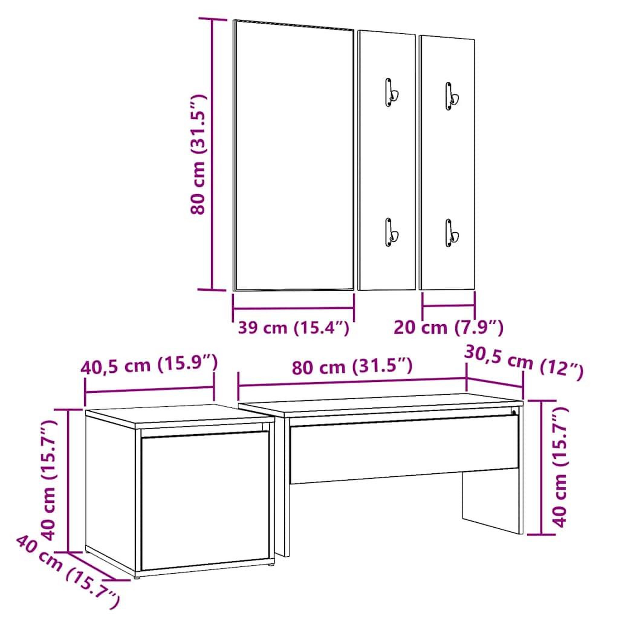 Voir la diapositive 6 : VIDAXL Ensemble de meubles de couloir vieux bois bois d'ingenierie