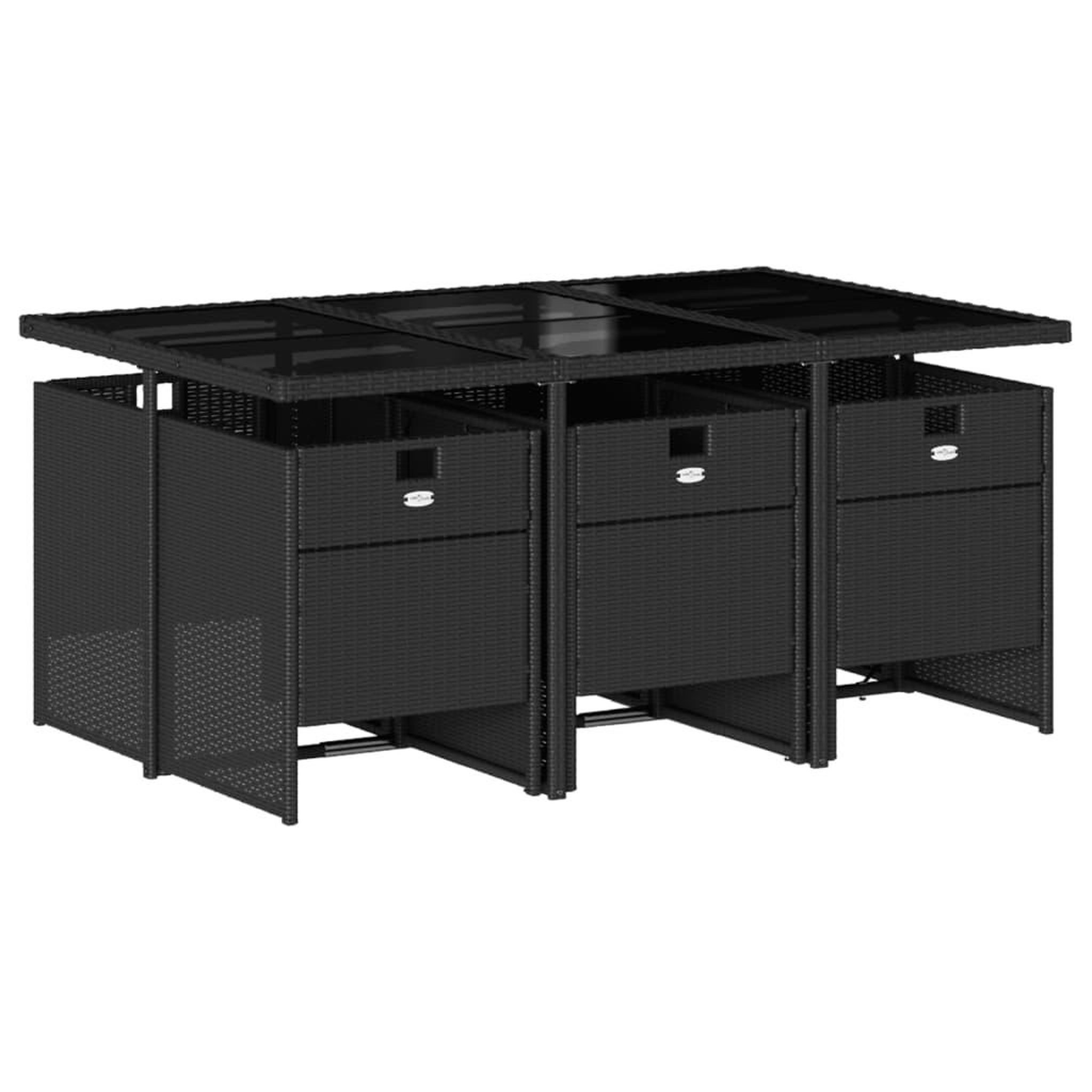 Voir la diapositive 3 : VIDAXL Ensemble a manger de jardin coussins 7pcs Noir Resine tressee