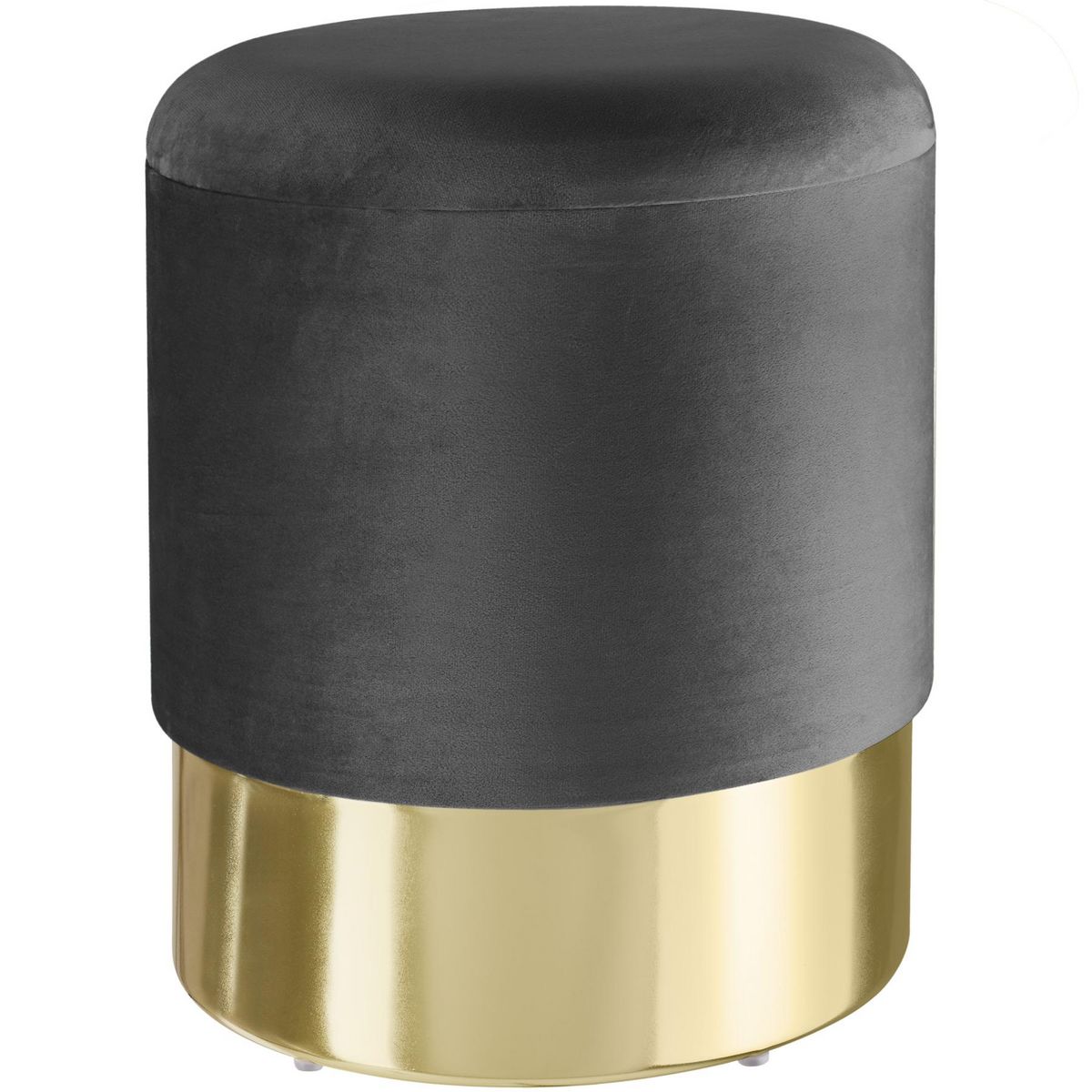 tectake Tabouret avec espace de rangement rond gris foncé