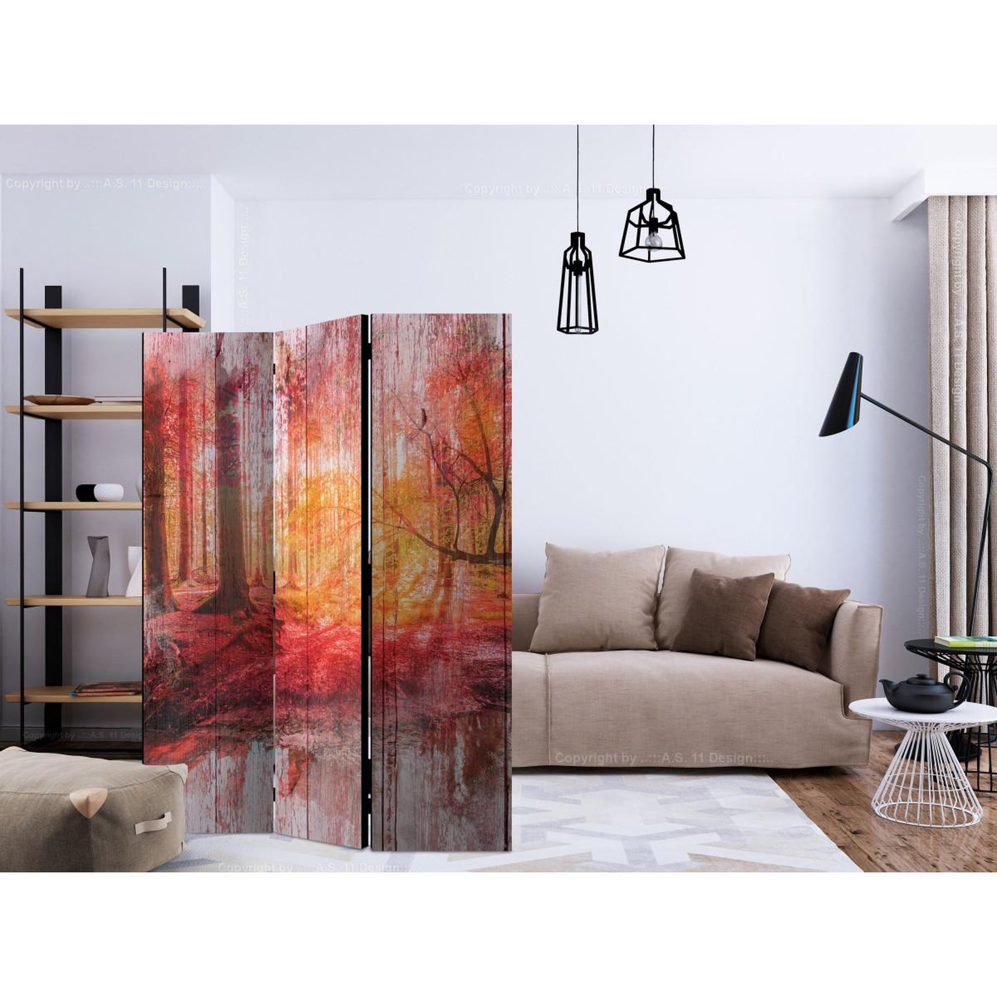 Voir la diapositive 2 : Paris Prix Paravent 3 volets  autumnal forest  135x172cm