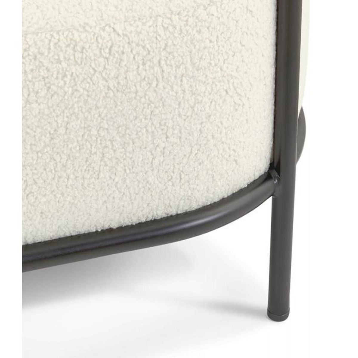 Paris Prix Pouf en Tissu Bouclé  Mark  47cm Beige