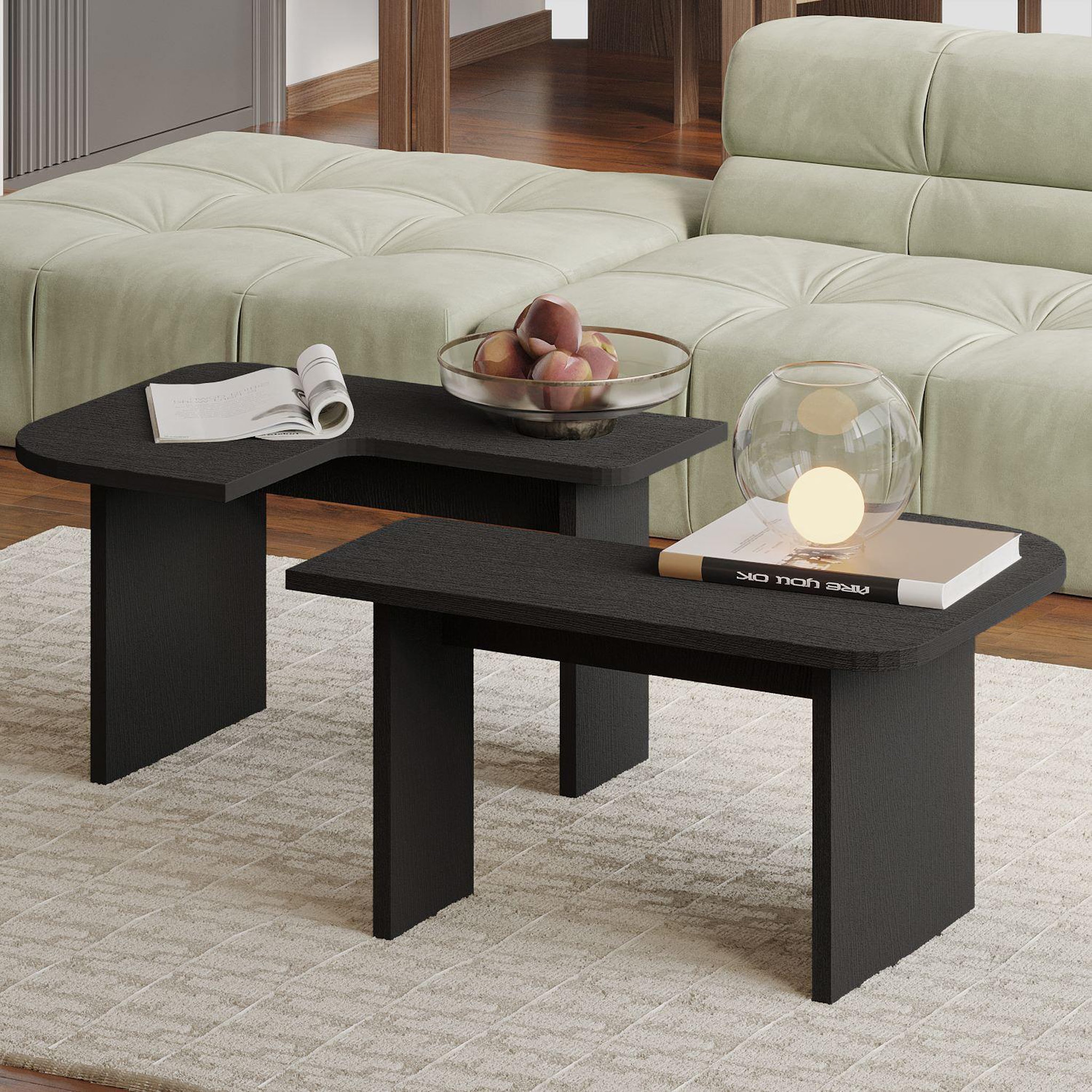 Voir la diapositive 4 : Habitat et Jardin Ensemble Tables Basses en bois  Iris  - 90 x 45 x 35 cm - Noir