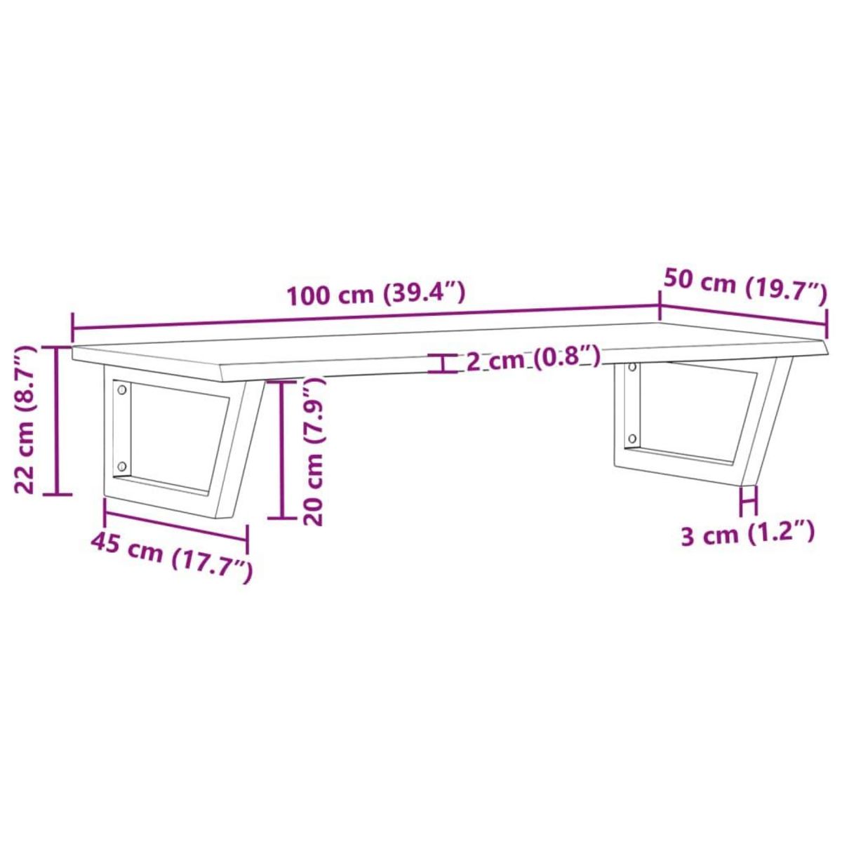 VIDAXL Etagere de vasque murale acier et bois de chene massif