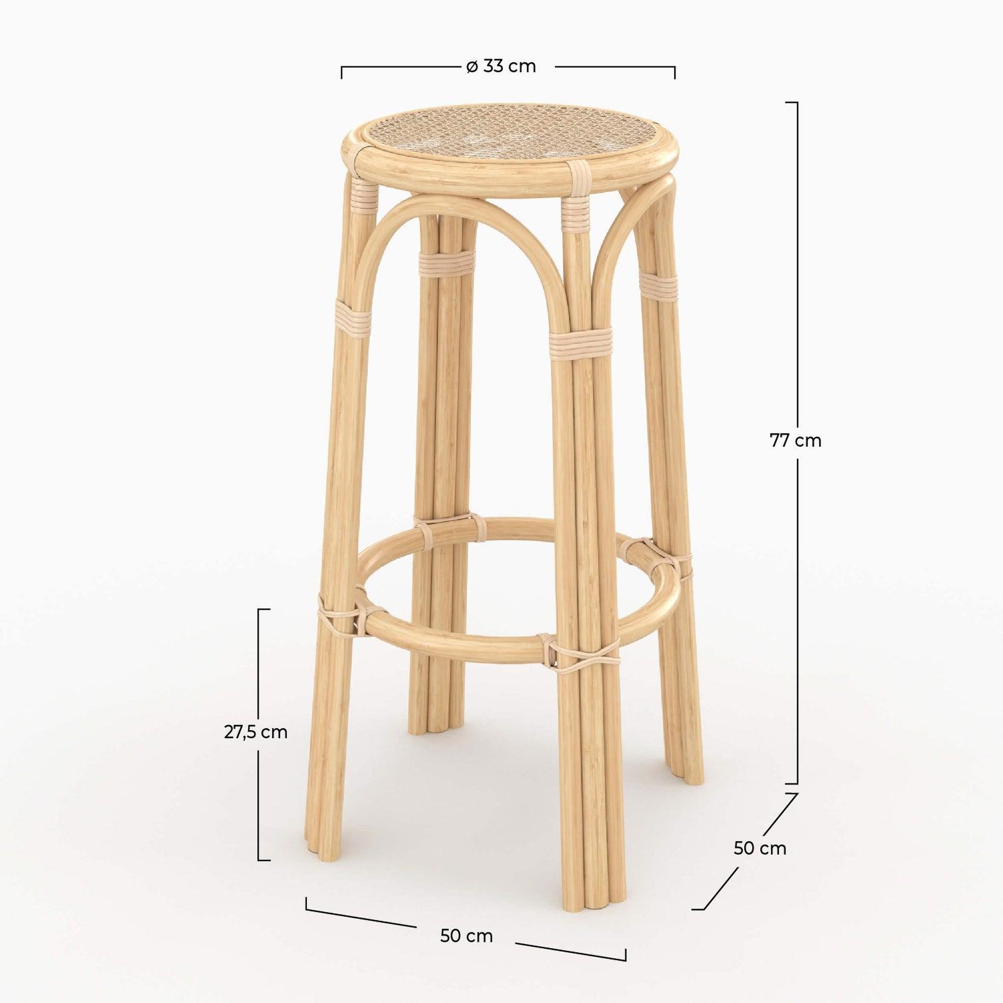 Voir la diapositive 4 : MAISON PAVANE Tabouret de bar 77 cm en rotin-vania