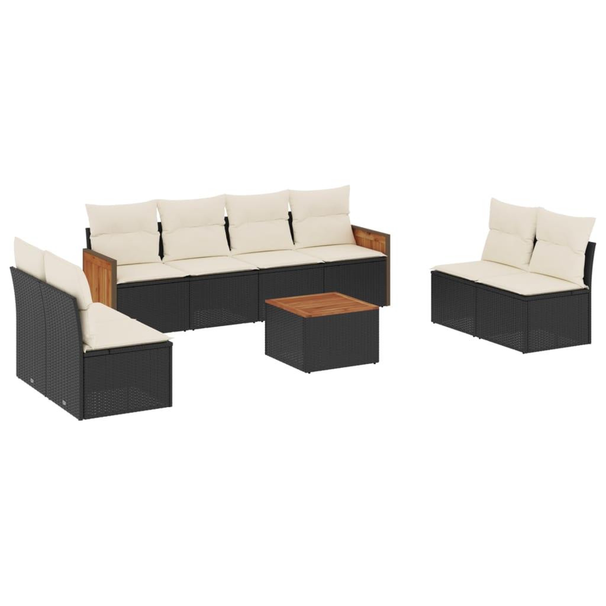 Voir la diapositive 2 : VIDAXL Salon de jardin 9 pcs avec coussins noir resine tressee