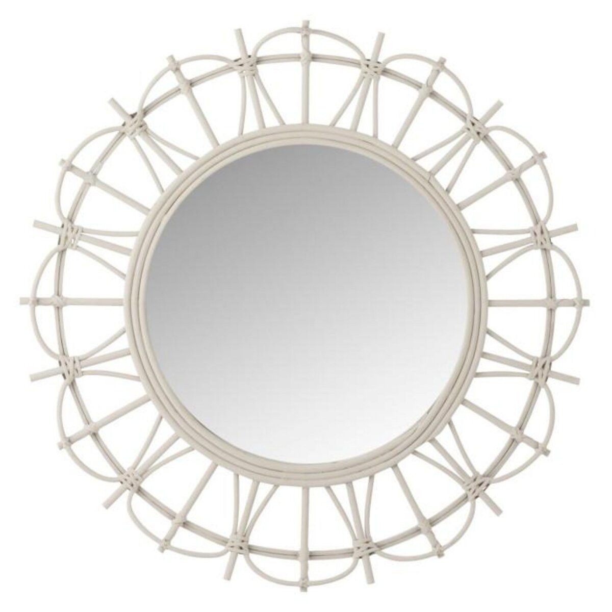 Paris Prix Miroir Mural Rond en Bambou  Teo  60cm Gris Clair