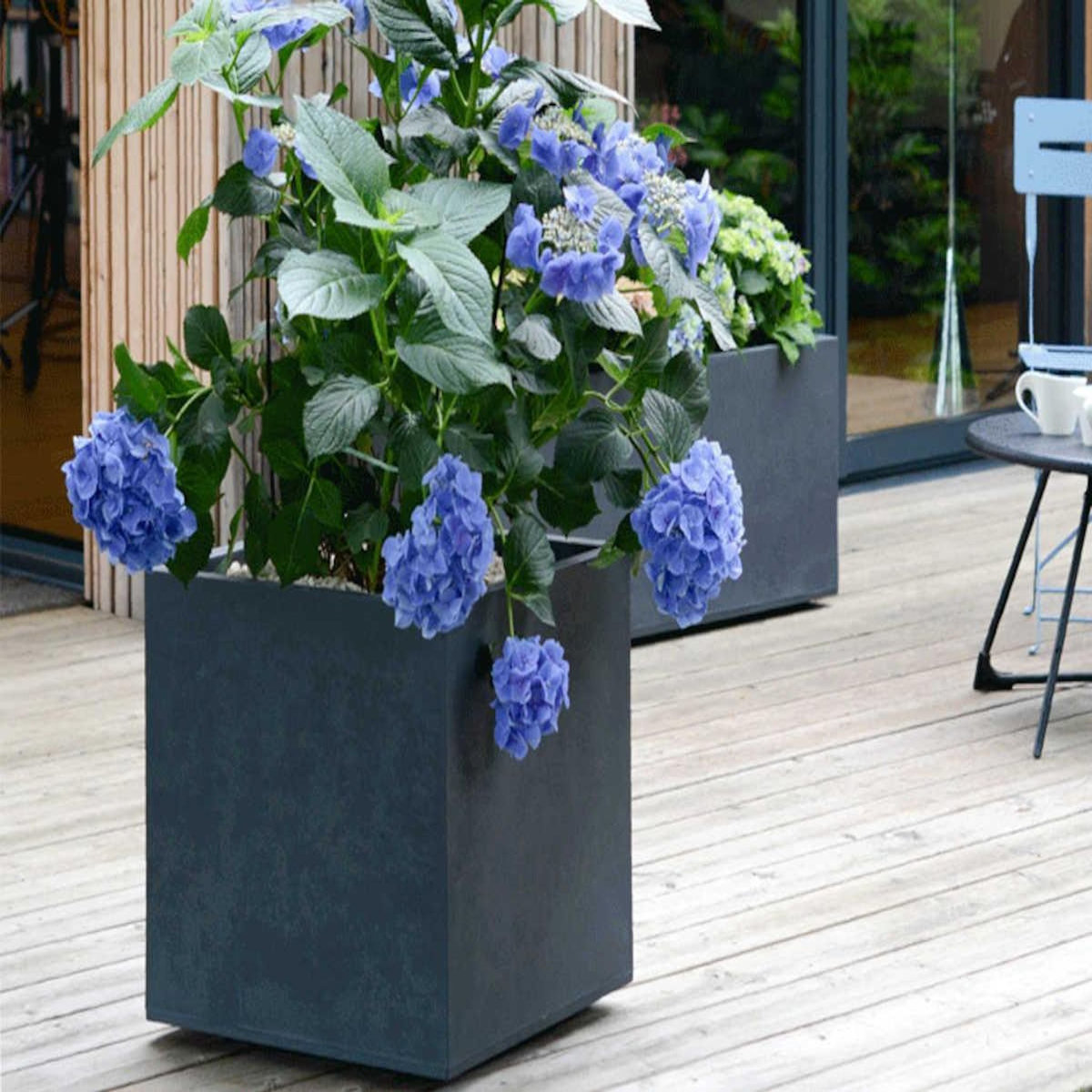 Eda Pot de fleur carré Basalt 49,5 x H.49,5 cm - Gris anthracite- Eda
