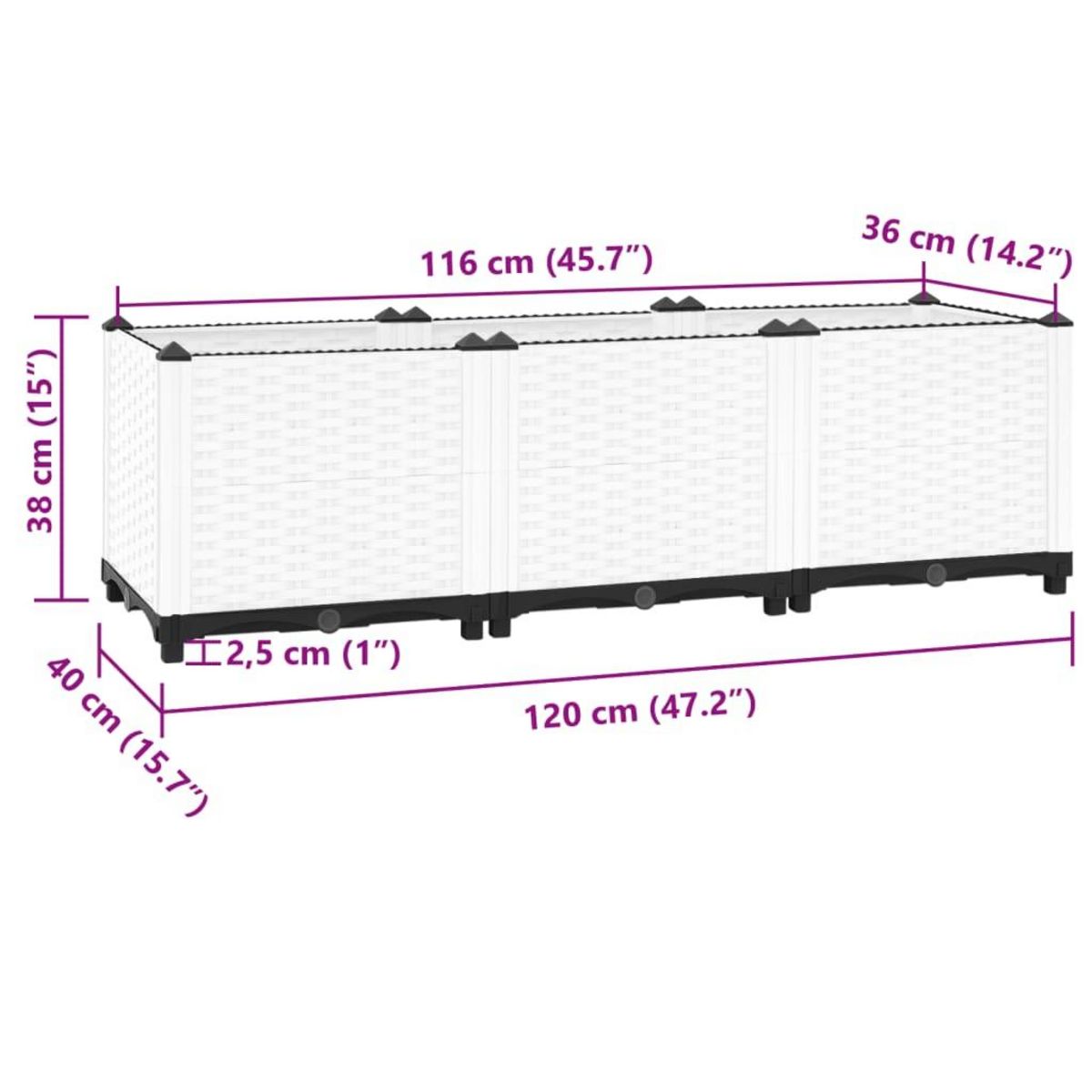VIDAXL Lit sureleve 120x40x38 cm Polypropylene